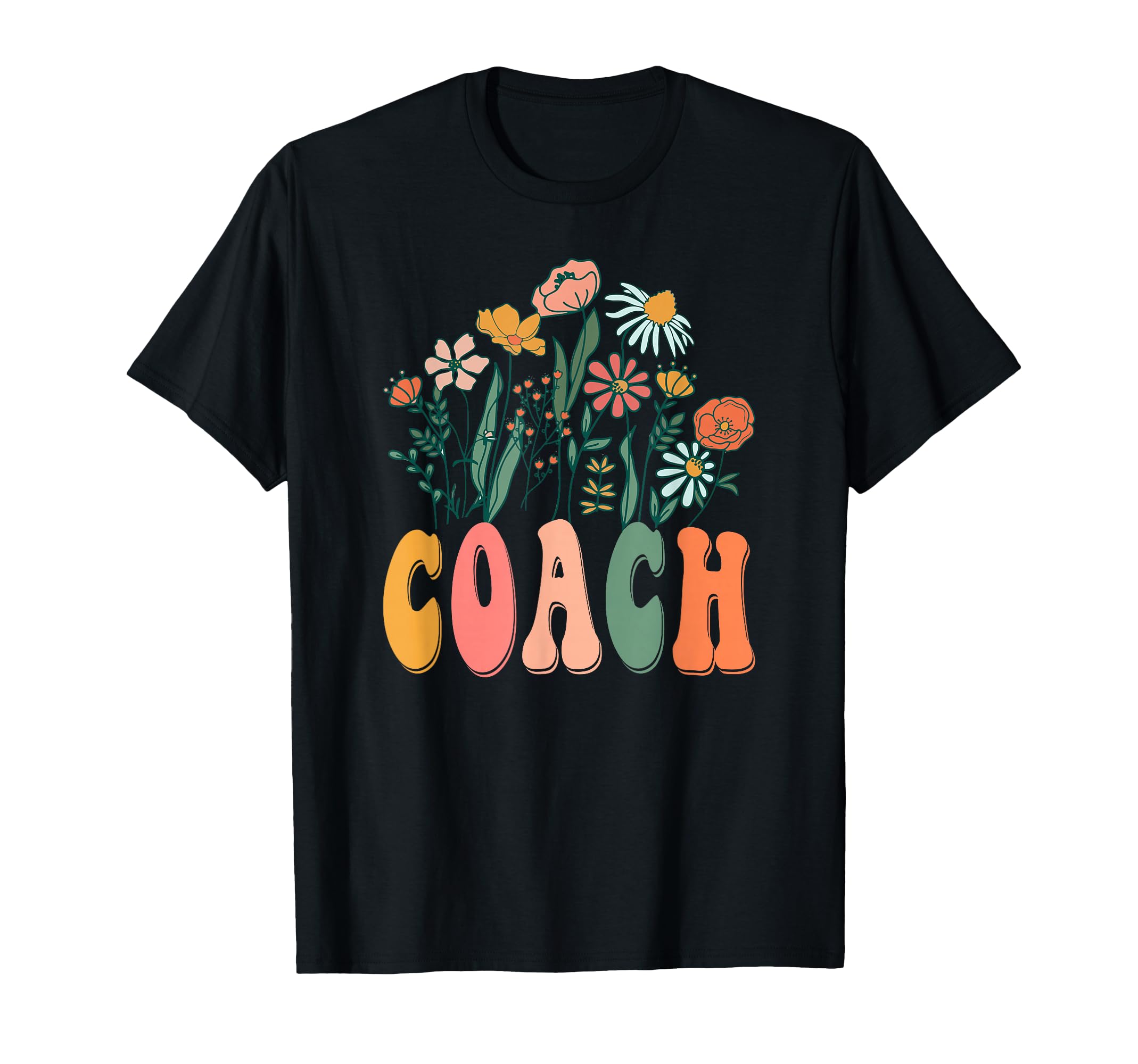 Groovy Floral Coach Wildflower Tees T-Shirt - Trendy Graphic Men Women - T-Shirt, Sweatshirt, Hoodie