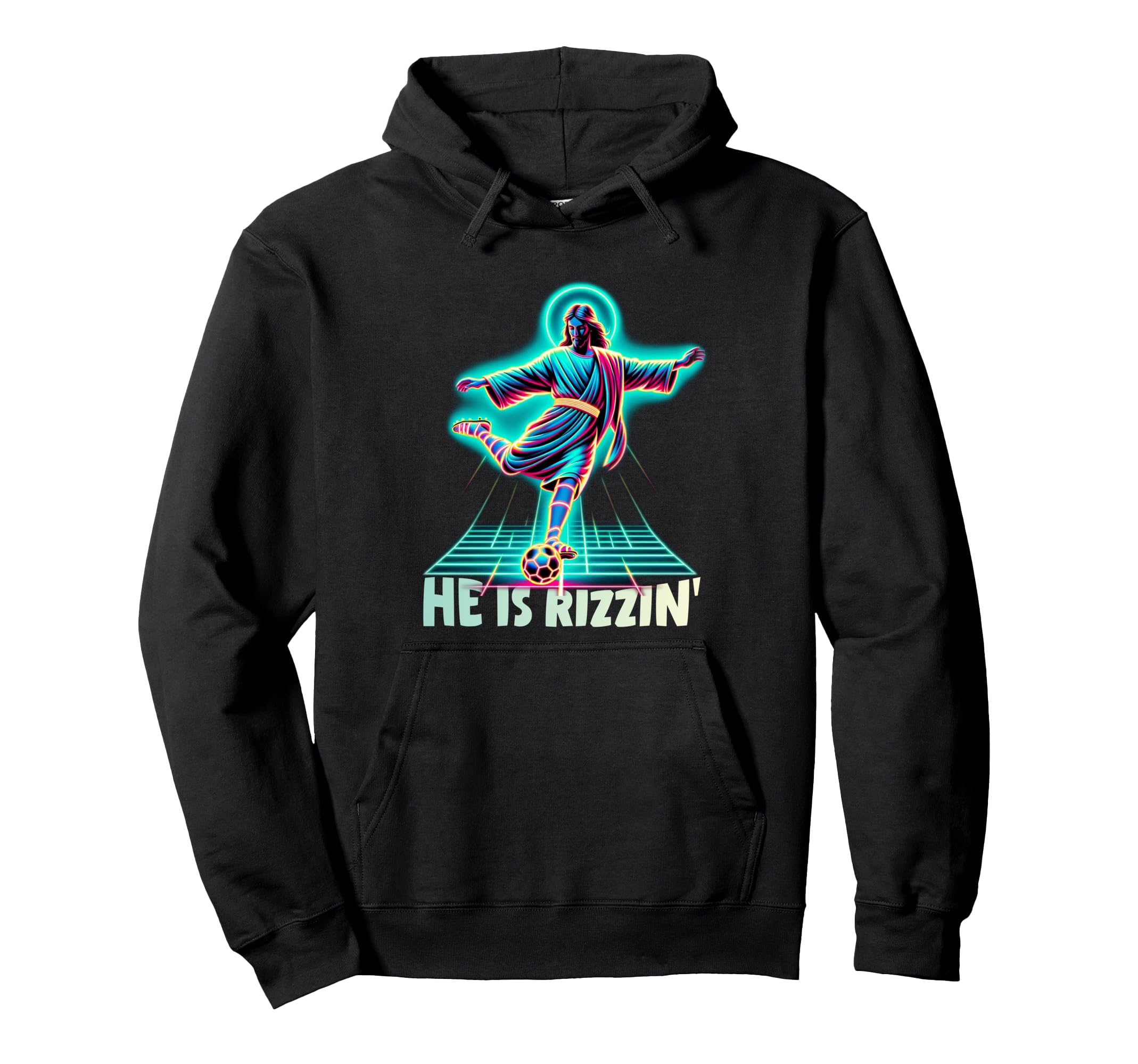 He Is Rizzin Meme Soccer Jesus Religious Hoodie - Streetwear Style Unisex - T-Shirt, Sweatshirt, Hoodie