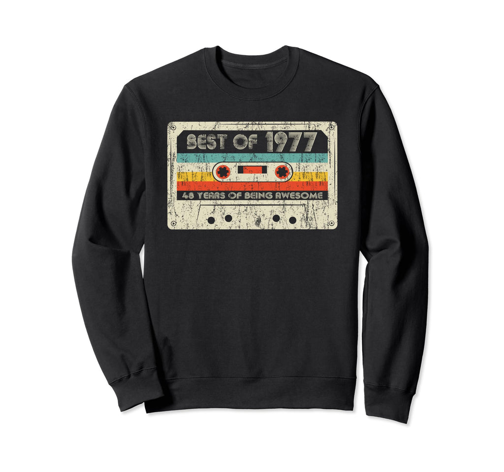 Best 1977 1977 Birthday Cassette Tape Sweatshirt - Graphic Print for Adults - T-Shirt, Sweatshirt, Hoodie