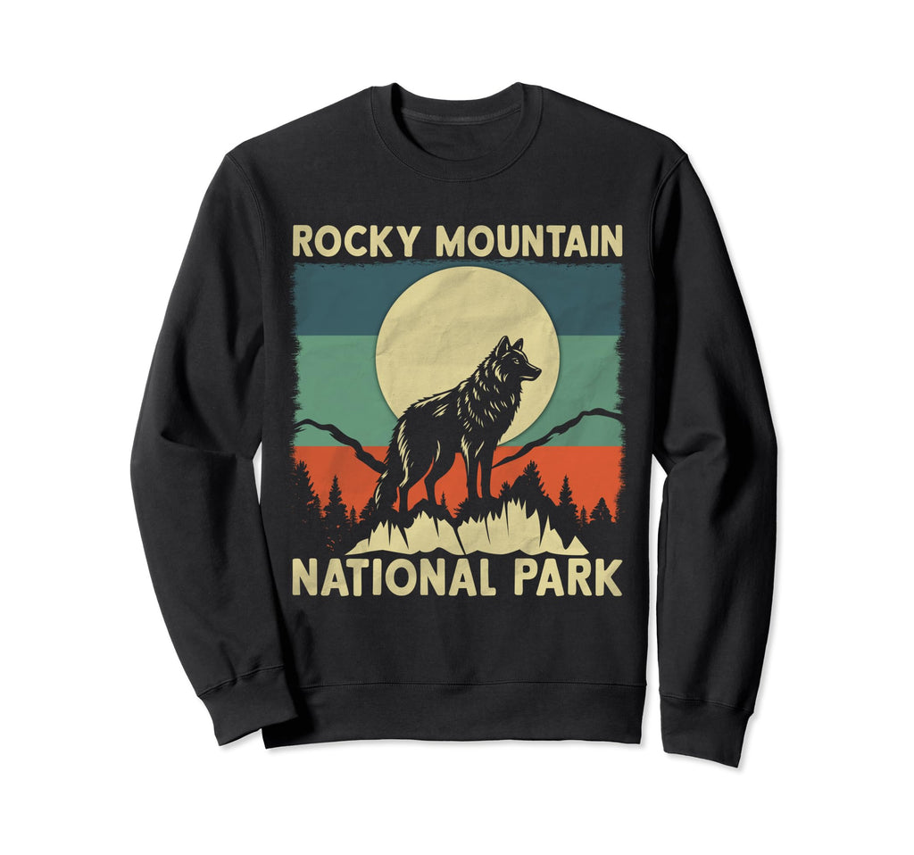 Wolf Rocky Mountain National Sweatshirt - Fun Novelty Design for Adults - T-Shirt, Sweatshirt, Hoodie