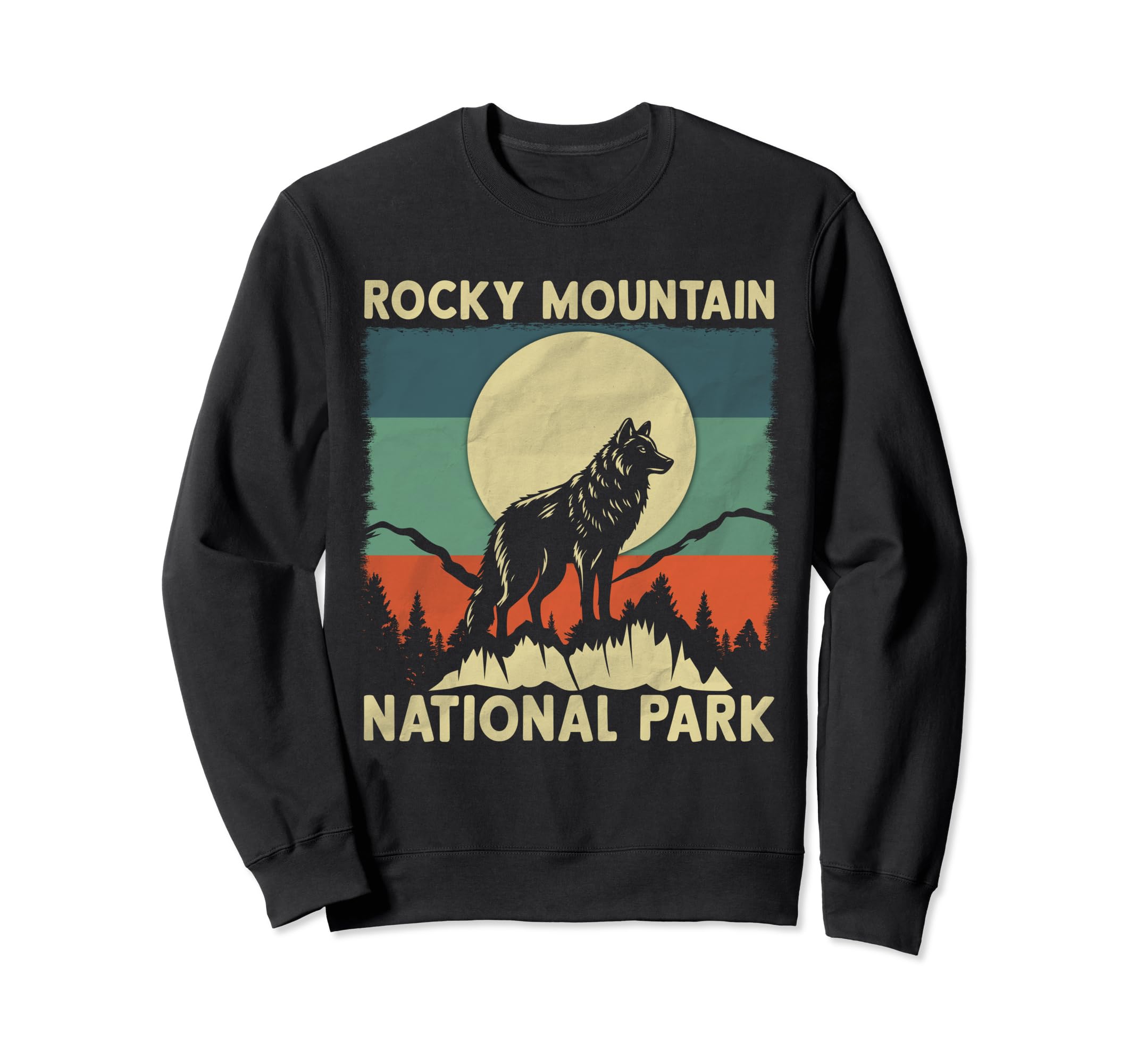 Wolf Rocky Mountain National Sweatshirt - Fun Novelty Design for Adults - T-Shirt, Sweatshirt, Hoodie