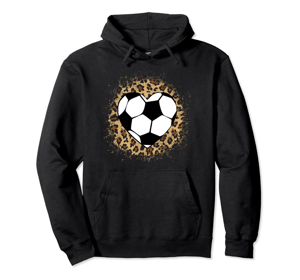 Soccer Heart Ball Cheetah Soccer Lover Hoodie - Novelty Apparel Unisex - T-Shirt, Sweatshirt, Hoodie
