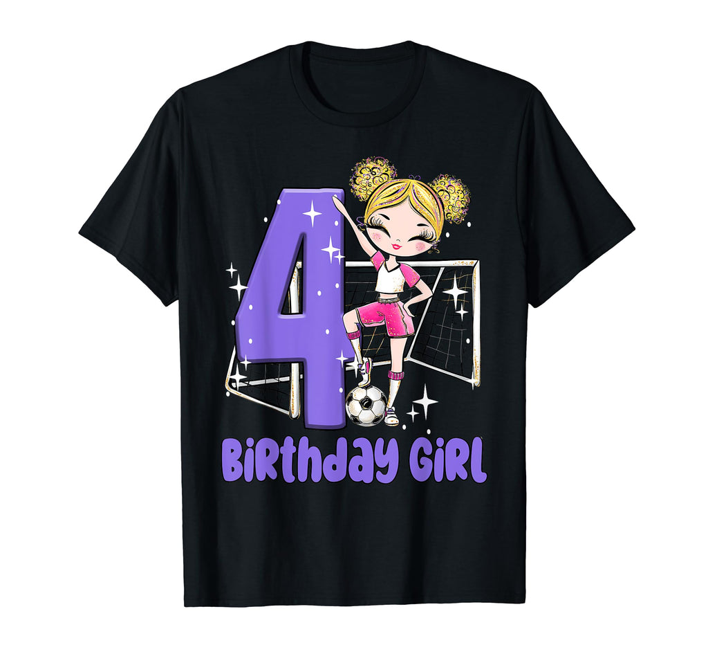 4Th Birthday Soccer Ball Net Party Four T-Shirt - Minimalist Print Unisex - T-Shirt, Sweatshirt, Hoodie