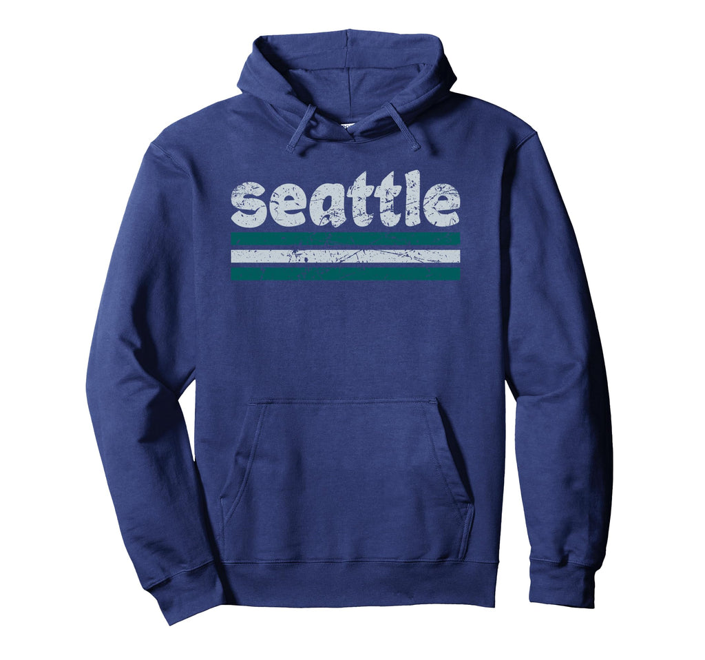 Seattle Washington Three Stripe Hoodie - Novelty Apparel for Adults - T-Shirt, Sweatshirt, Hoodie