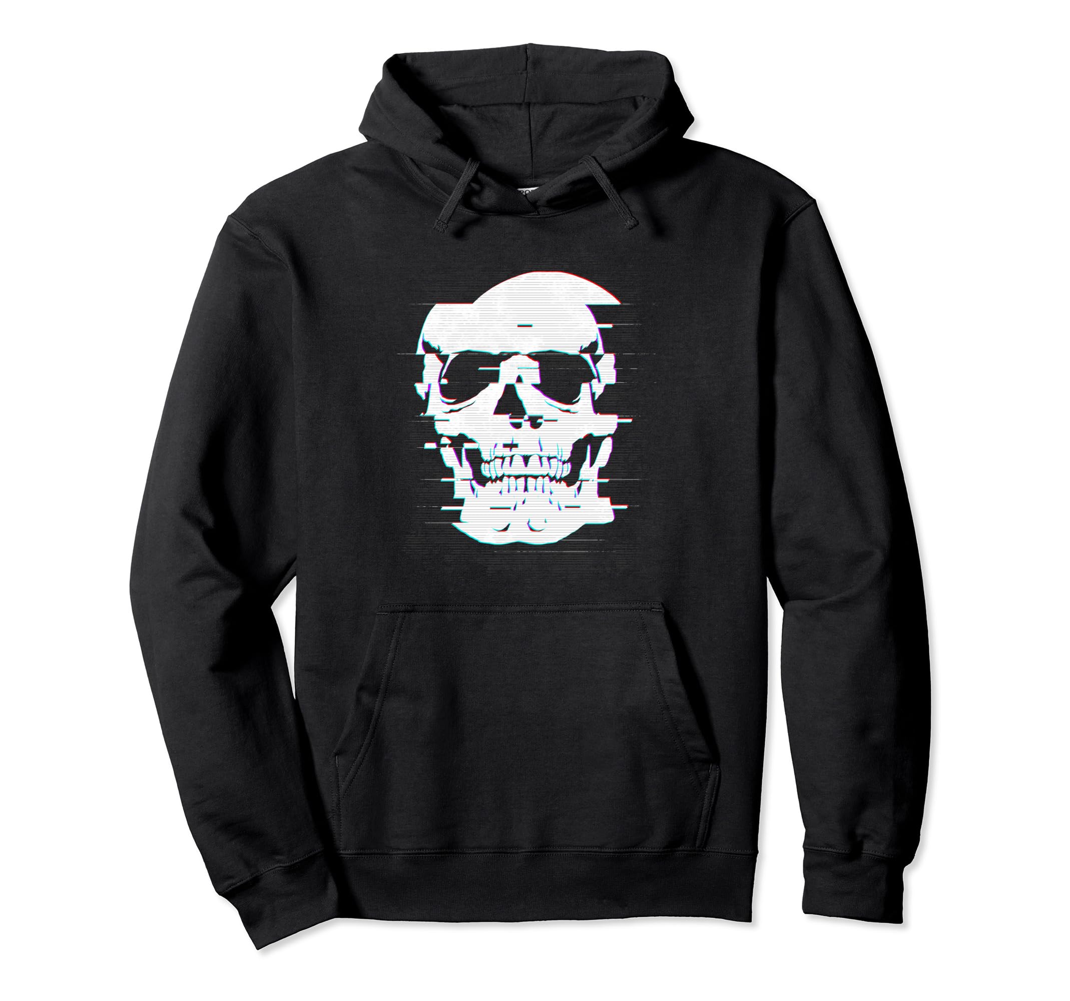 80S Vhs Tape Effect Cult Horror Skull Hoodie - Casual Everyday Wear Unisex - T-Shirt, Sweatshirt, Hoodie