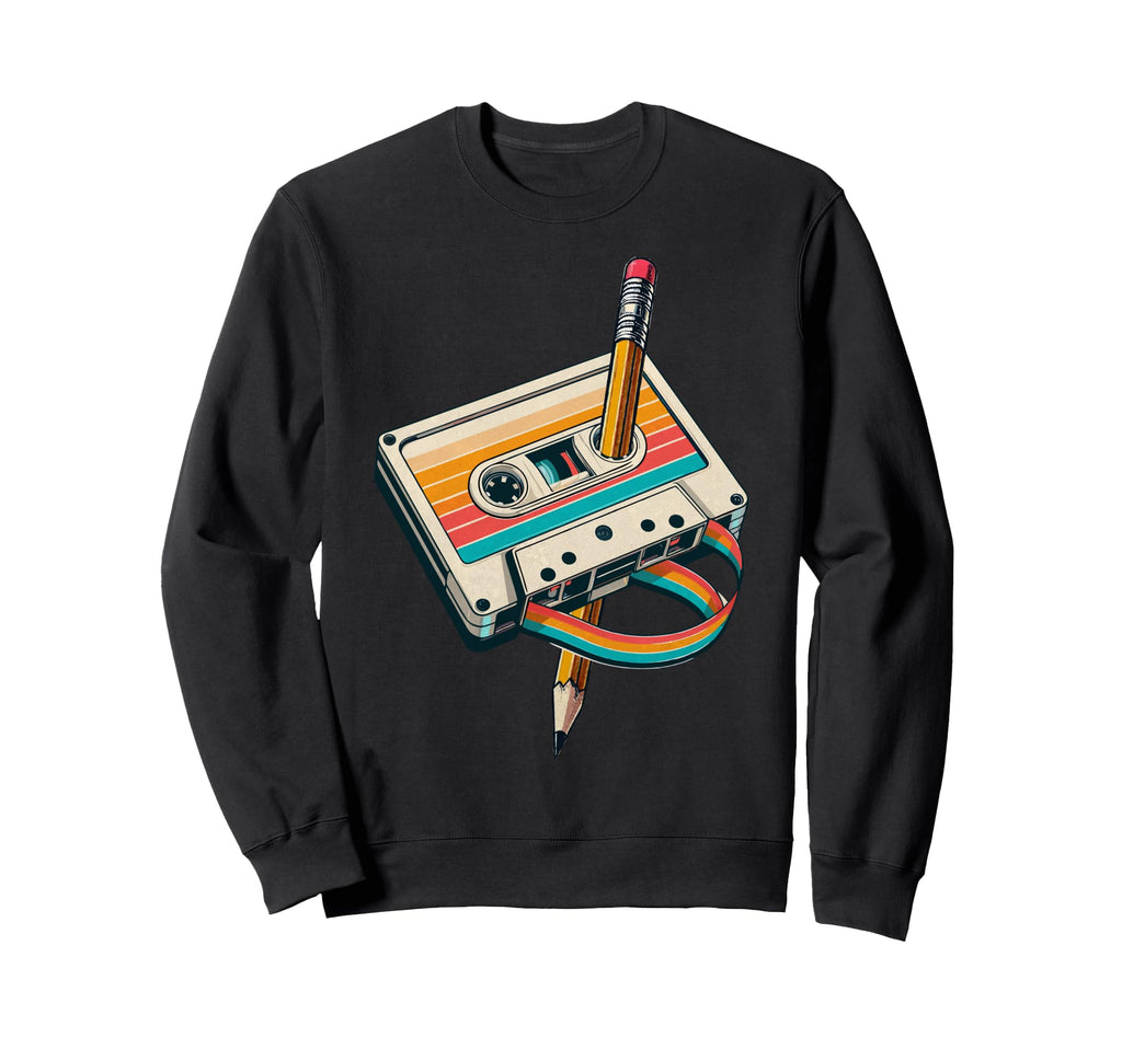 Pencil Rewind Cassette Tape Sweatshirt - Aesthetic Graphic Unisex - T-Shirt, Sweatshirt, Hoodie