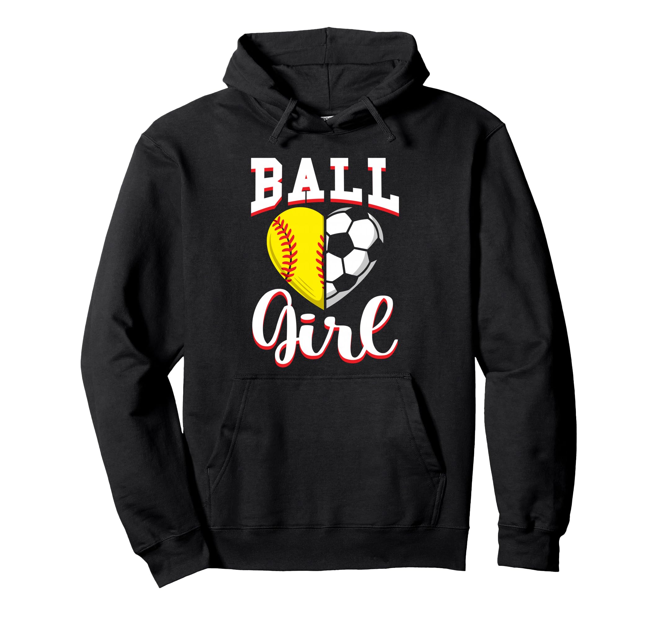 Ball Softball Soccer Lovers Gifts Heart Hoodie - Minimalist Print Men Women - T-Shirt, Sweatshirt, Hoodie