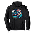 T Rex Dinosaur Kicking Soccer Ball Hoodie - Novelty Apparel for Adults - T-Shirt, Sweatshirt, Hoodie