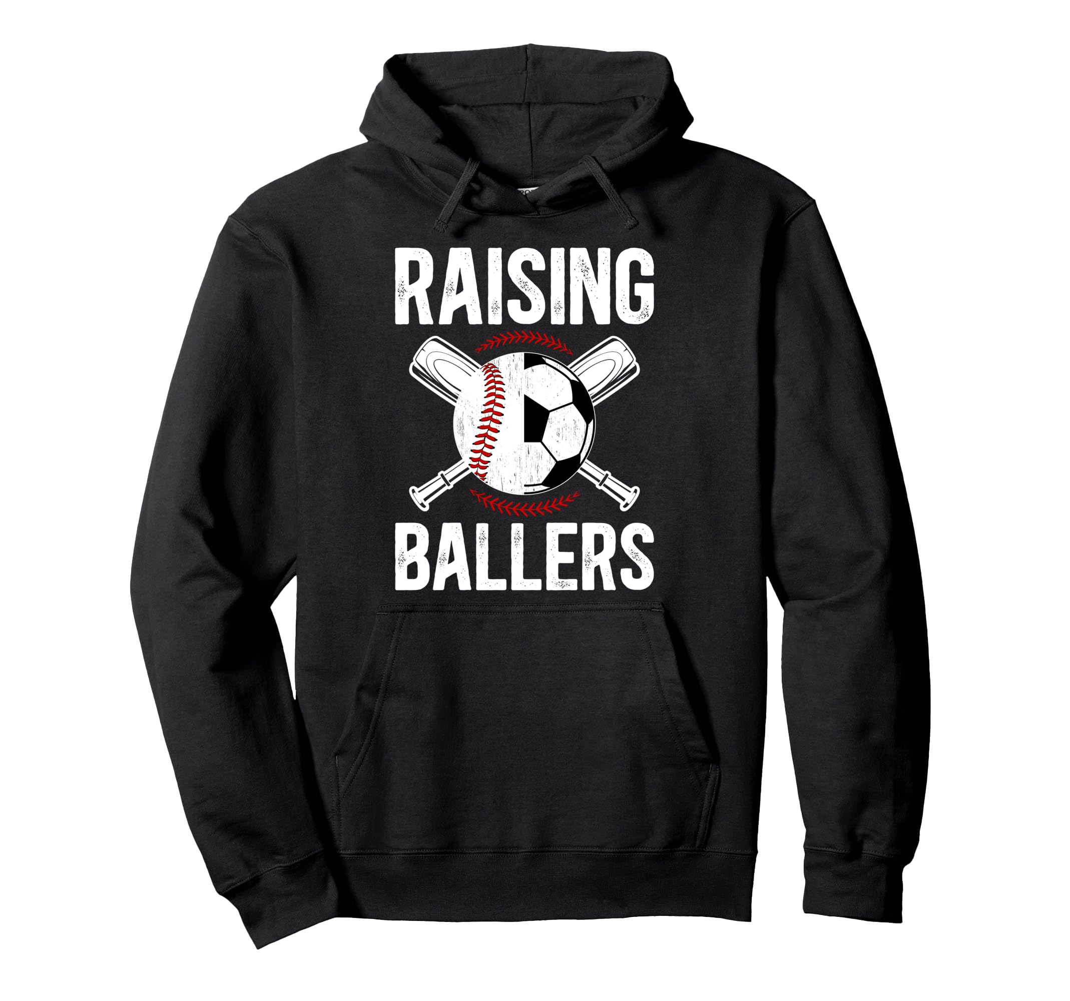 Raising Ballers Soccer Baseball Dad Hoodie - Minimalist Print Men Women - T-Shirt, Sweatshirt, Hoodie