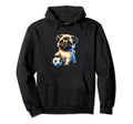 Pug Dog Soccer Champion Ball Fan Hoodie - Novelty Apparel for Adults - T-Shirt, Sweatshirt, Hoodie