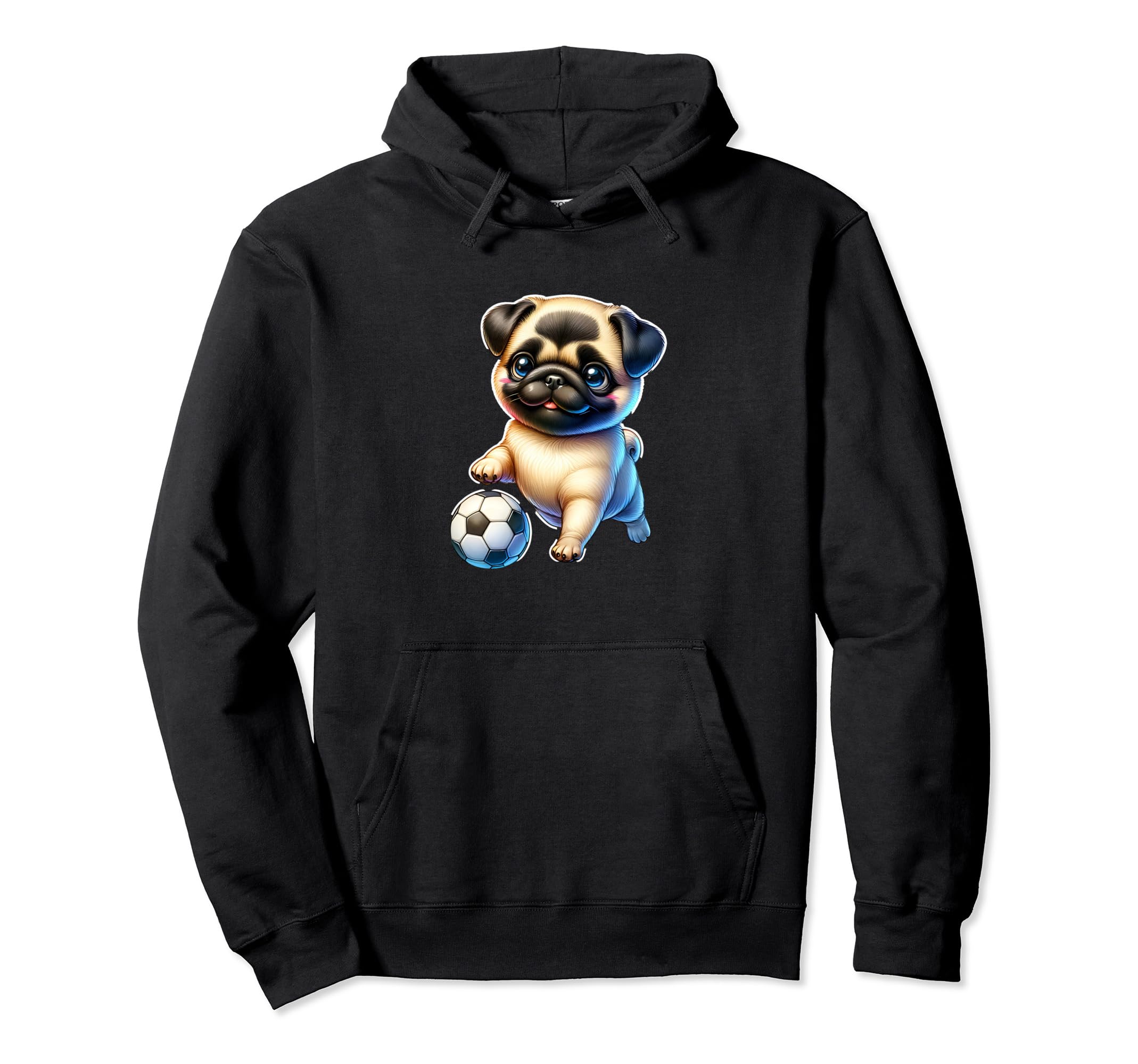 Pug Dog Soccer Champion Ball Fan Hoodie - Novelty Apparel for Adults - T-Shirt, Sweatshirt, Hoodie