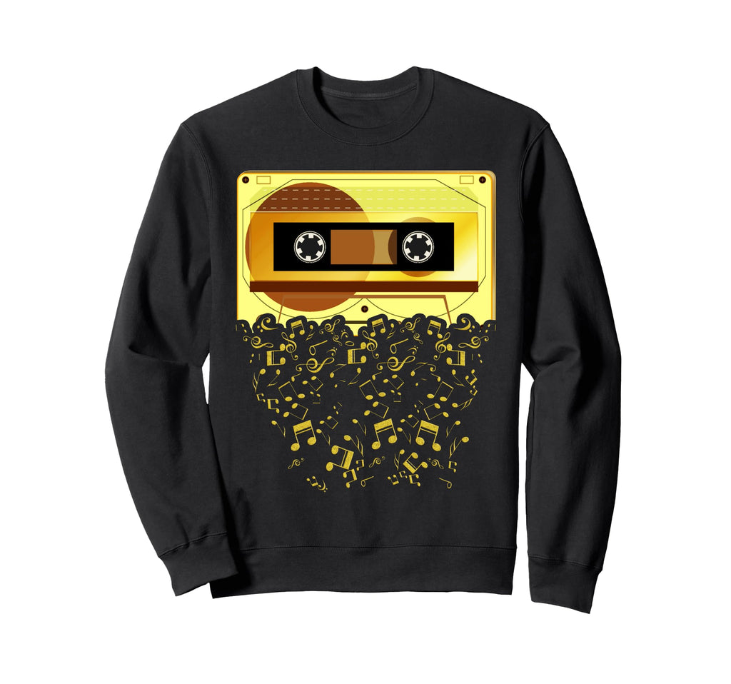 80S 90S Music Notes Cassette Tape Sweatshirt - Novelty Apparel Men Women - T-Shirt, Sweatshirt, Hoodie
