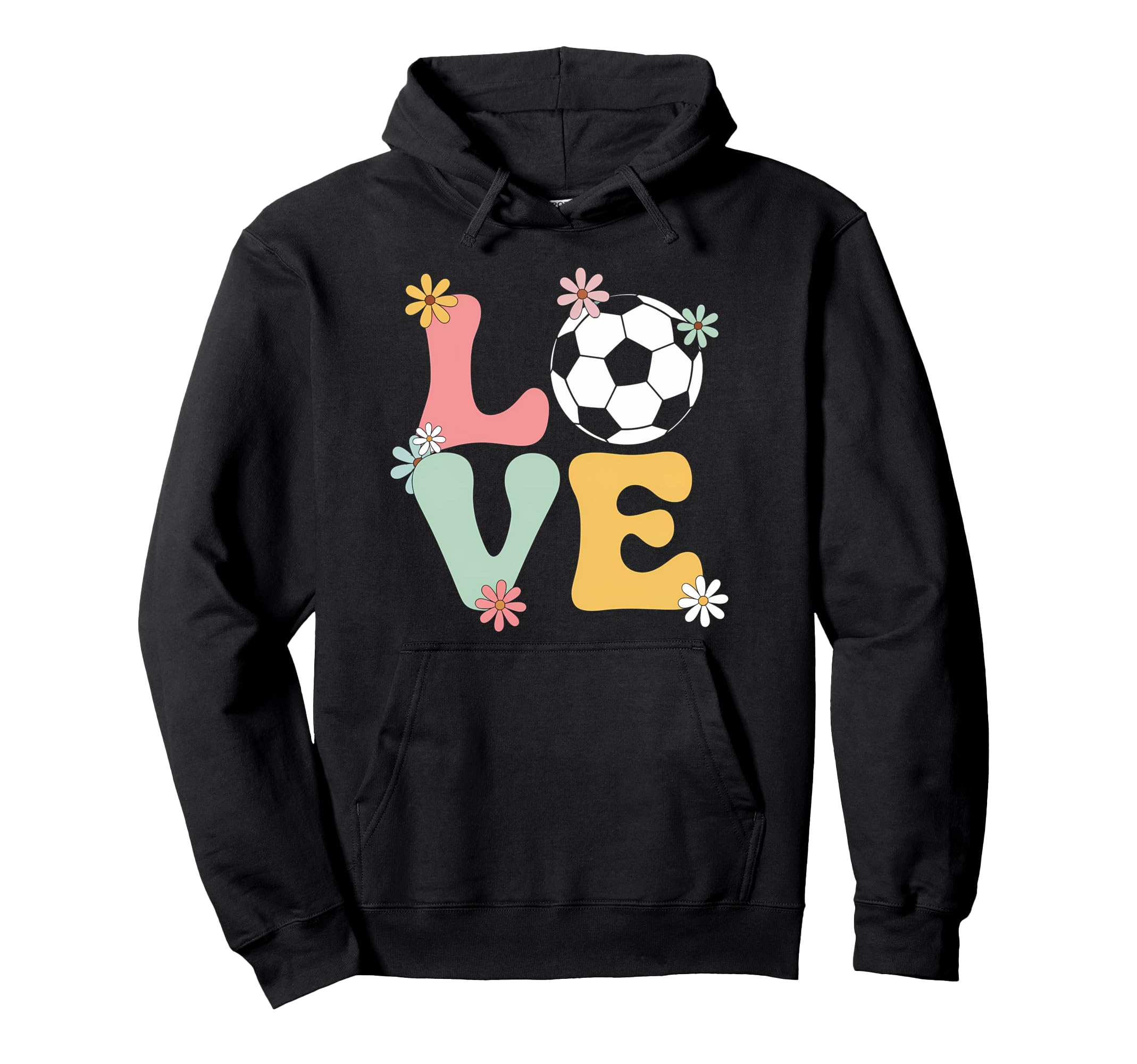 Colorful Love Soccer Floral Accents Hoodie - Minimalist Print Unisex - T-Shirt, Sweatshirt, Hoodie