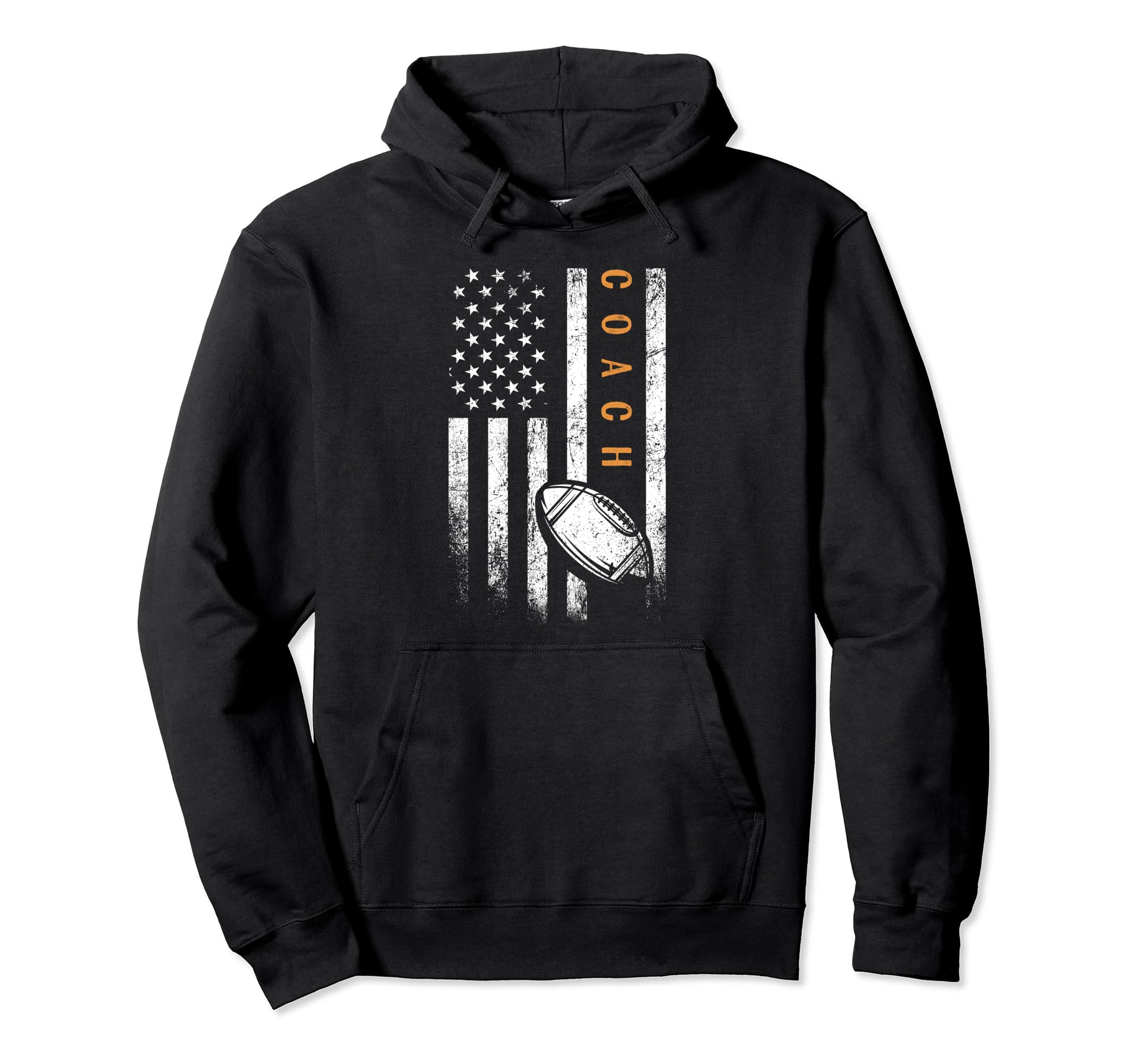 Football Coach American Flag Football Hoodie - Graphic Print Men Women - T-Shirt, Sweatshirt, Hoodie