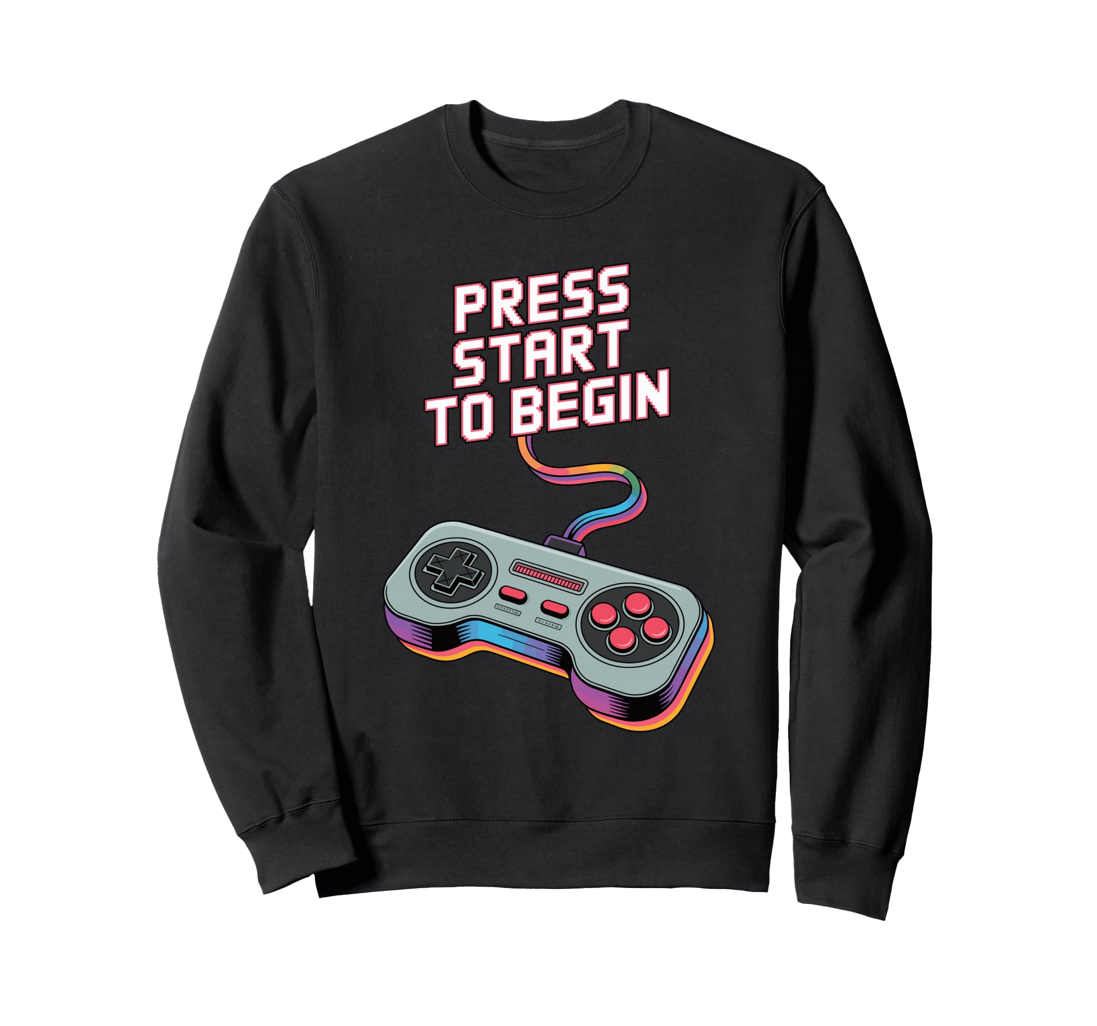 Press Start To Begin Gaming Sweatshirt - Minimalist Print for Adults - T-Shirt, Sweatshirt, Hoodie