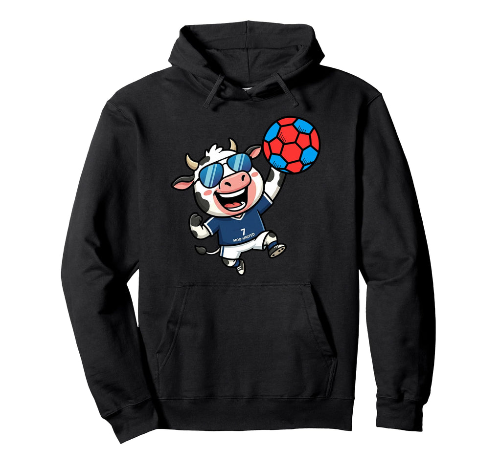 Moo United 7 Soccer Cow Athlete Fun Hoodie - Fun Novelty Design for Adults - T-Shirt, Sweatshirt, Hoodie