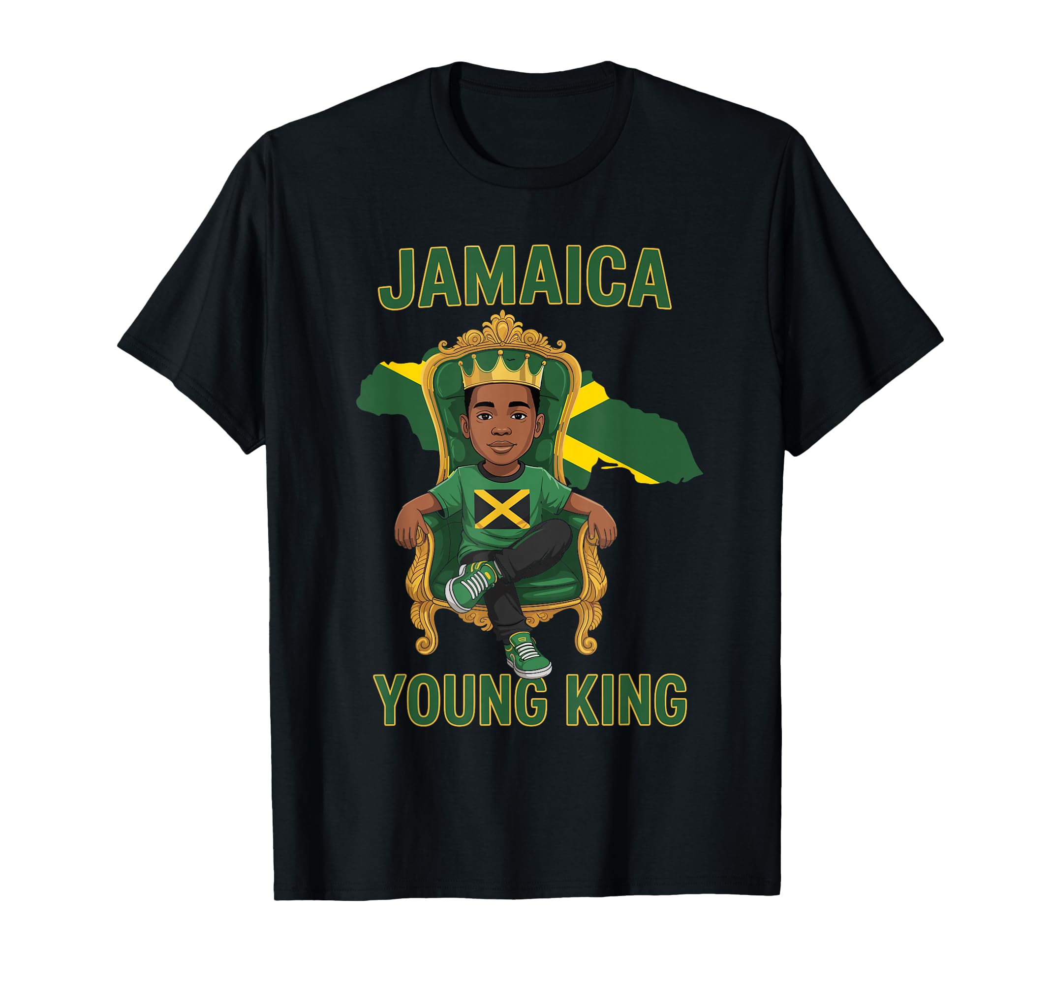 Jamaica Young King Proud Jamaican Flag T-Shirt - Trendy Graphic Men Women - T-Shirt, Sweatshirt, Hoodie
