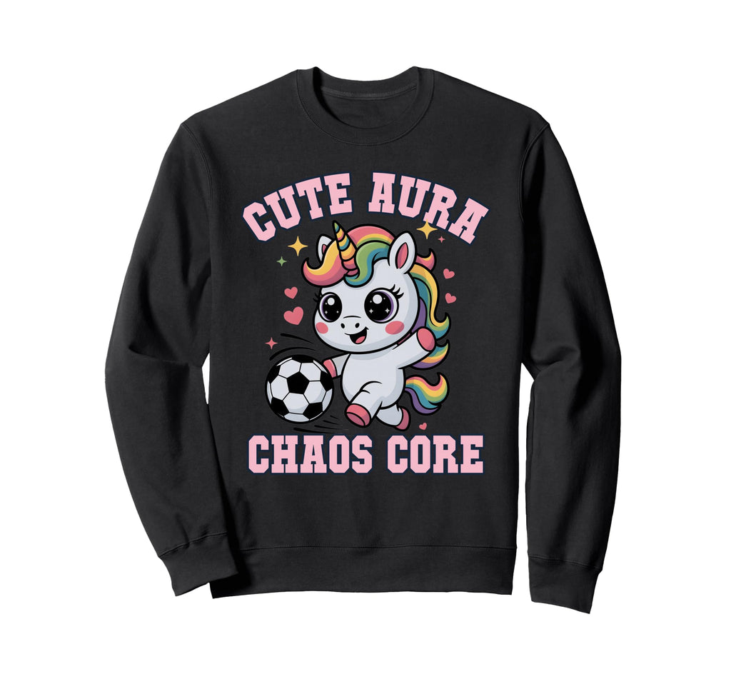 Soccer Unicorn Aura Chaos Core Sweatshirt - Casual Everyday Wear Unisex - T-Shirt, Sweatshirt, Hoodie