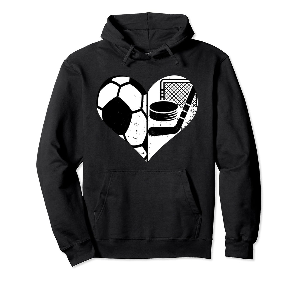 Soccer Hockey Heart Funny Soccer Hoodie - Streetwear Style Men Women - T-Shirt, Sweatshirt, Hoodie