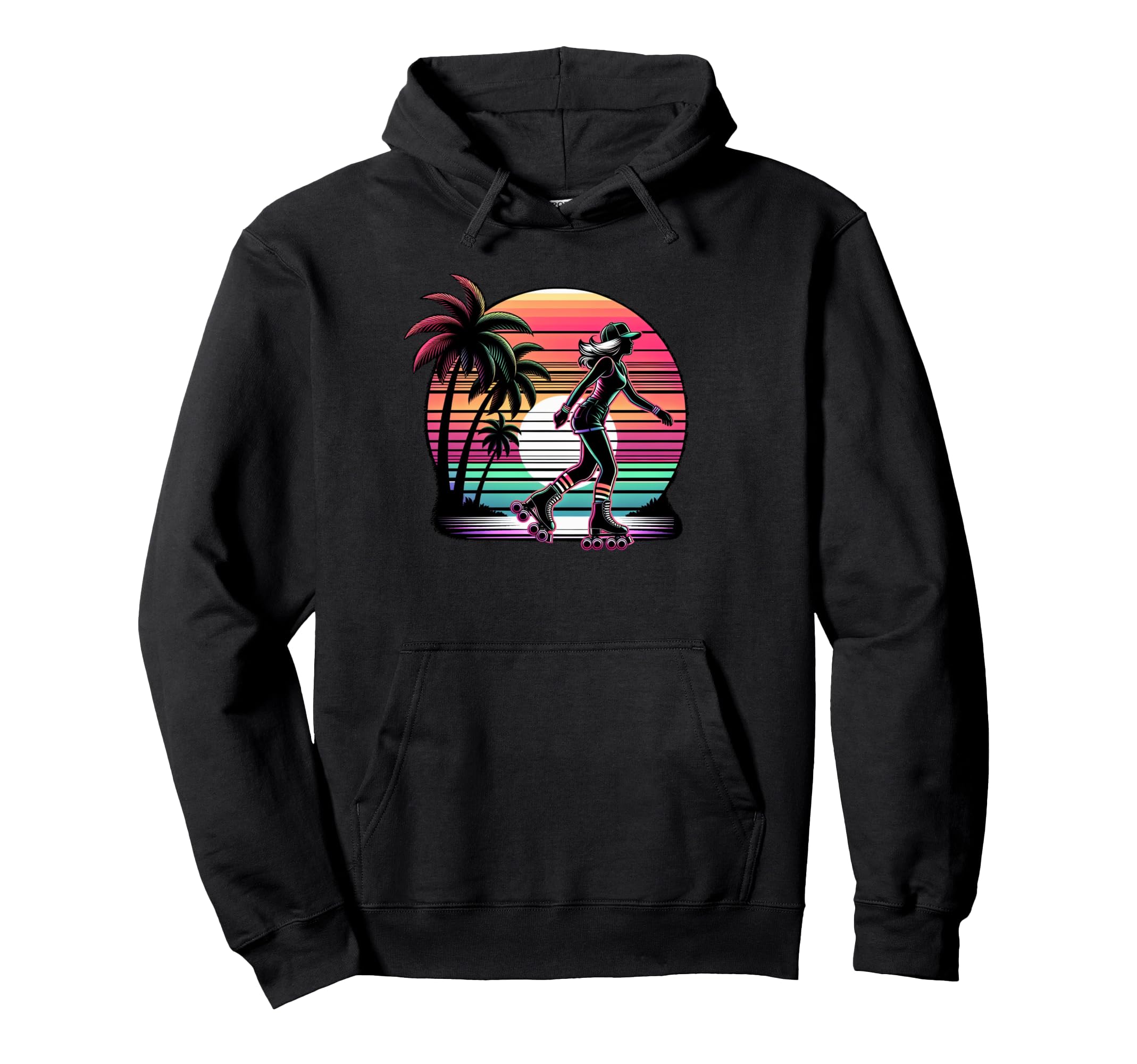Skate Rolling Malibu Beach Sunset 80S Hoodie - Custom Art Print for Adults - T-Shirt, Sweatshirt, Hoodie