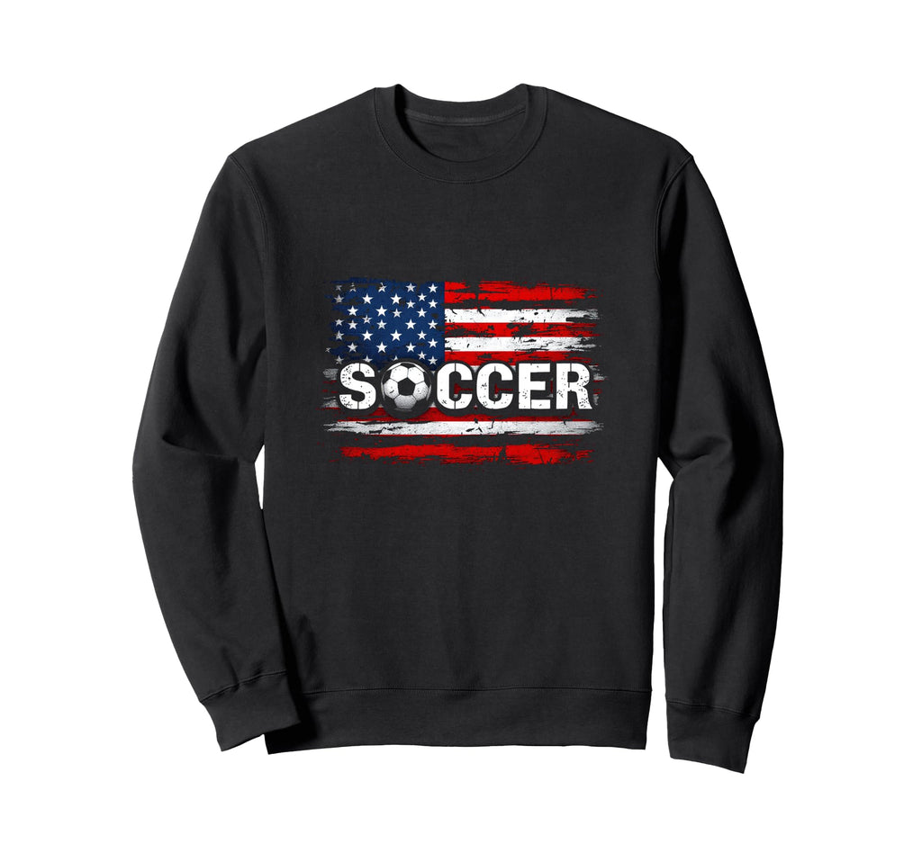 Soccer Distressed American Flag Sweatshirt - Casual Everyday Wear Unisex - T-Shirt, Sweatshirt, Hoodie