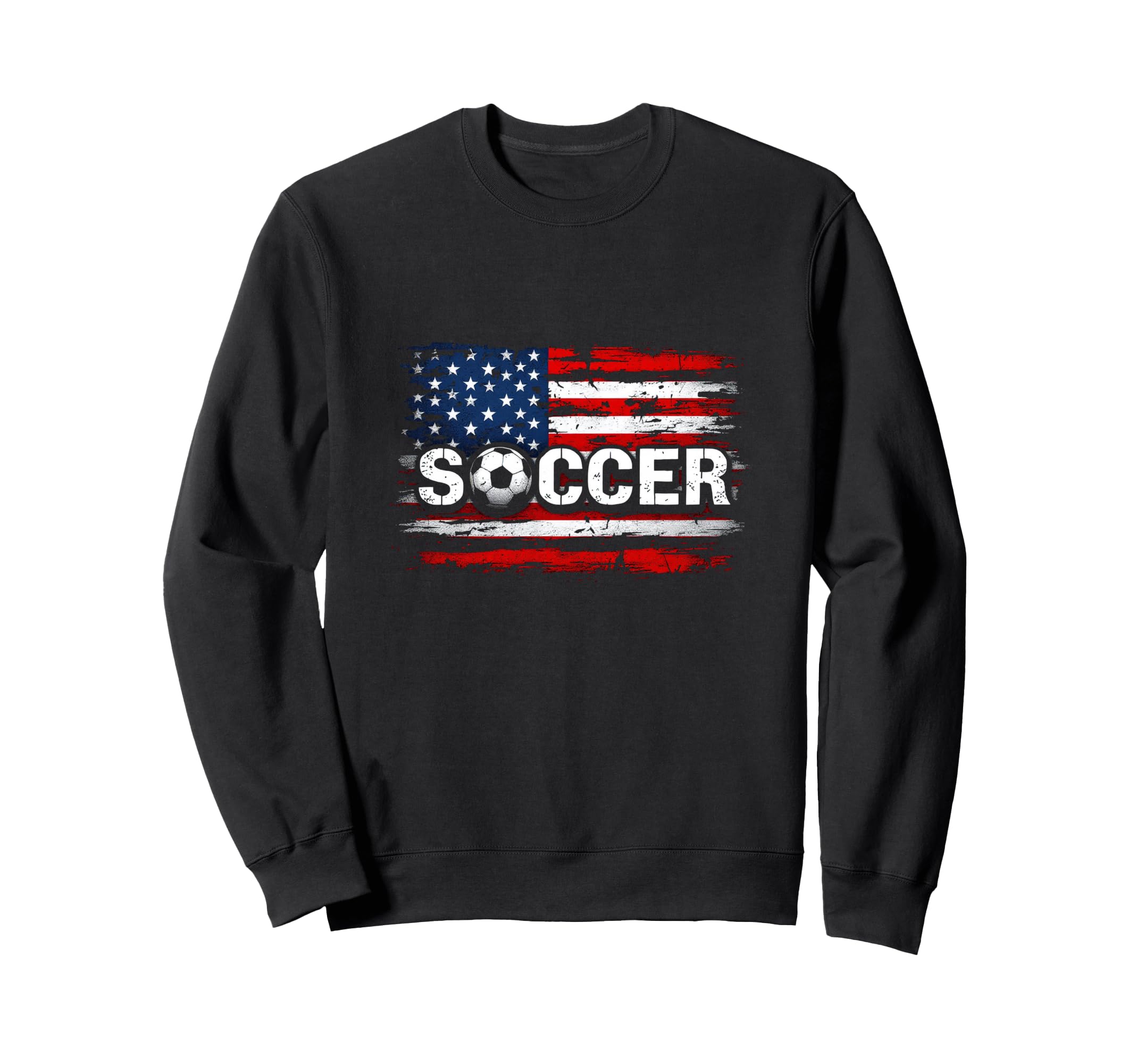 Soccer Distressed American Flag Sweatshirt - Casual Everyday Wear Unisex - T-Shirt, Sweatshirt, Hoodie