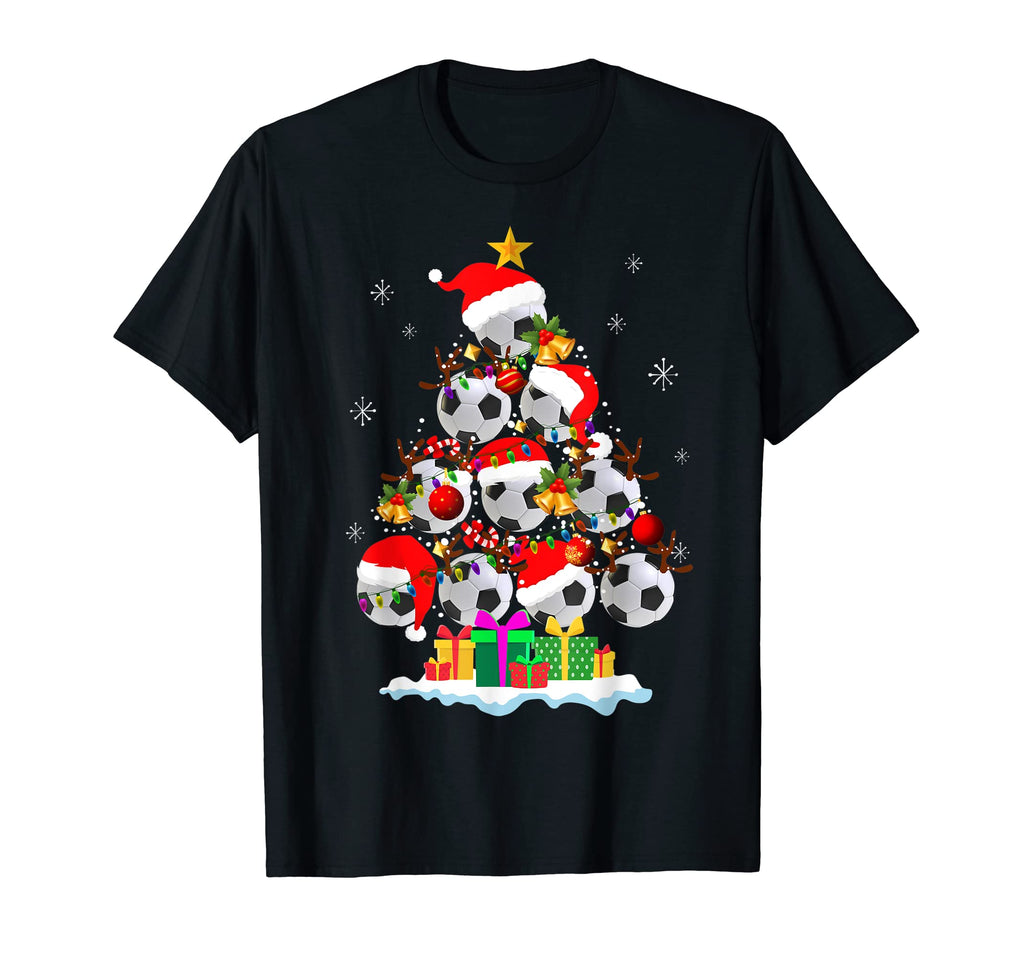 Tree Soccer Ball Santa Hat Family Pajama T-Shirt - Unique Graphic Unisex - T-Shirt, Sweatshirt, Hoodie