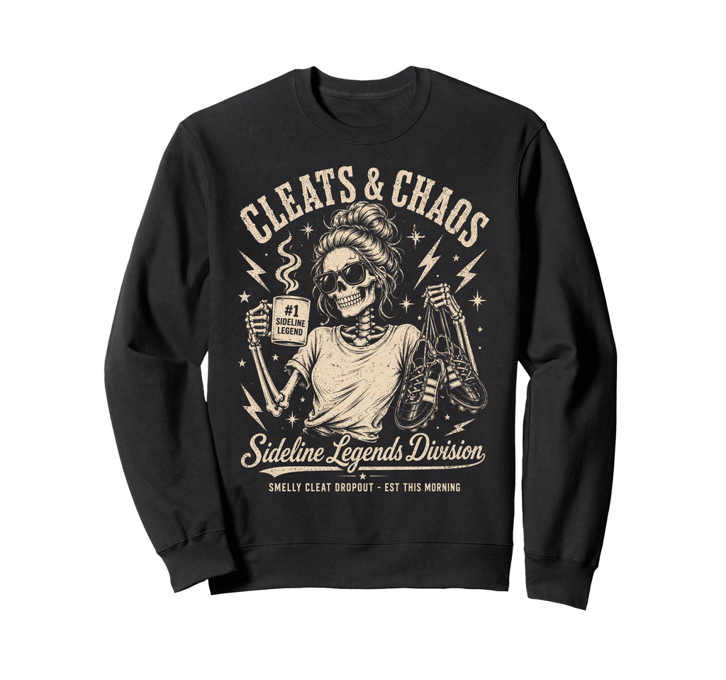 Cleats Chaos Skeleton Soccer Mom Sweatshirt - Fun Novelty Design Men Women - T-Shirt, Sweatshirt, Hoodie