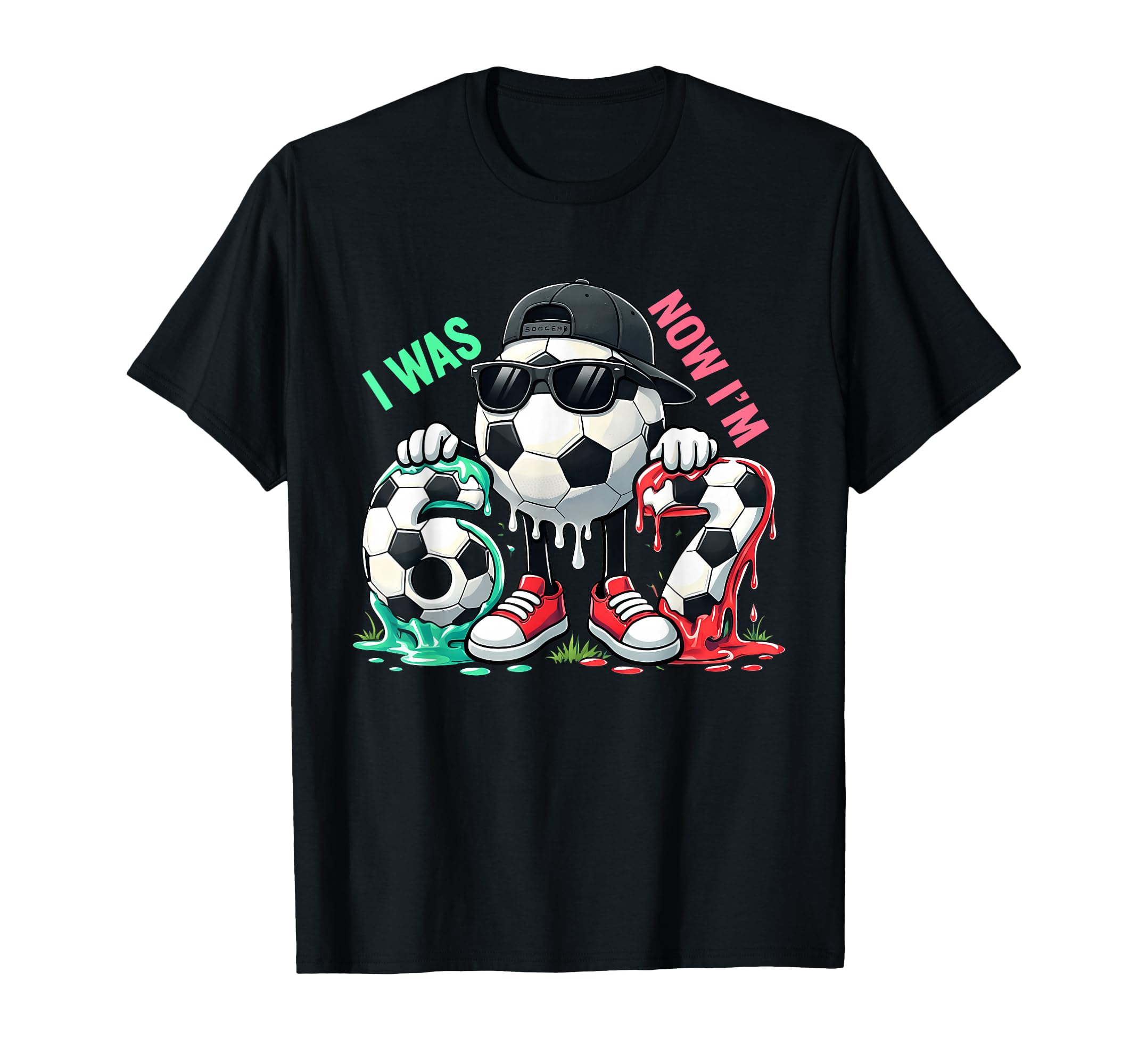 Soccer Ball I Was 6 Now Im 7Th Birthday T-Shirt - Custom Art Print Unisex - T-Shirt, Sweatshirt, Hoodie
