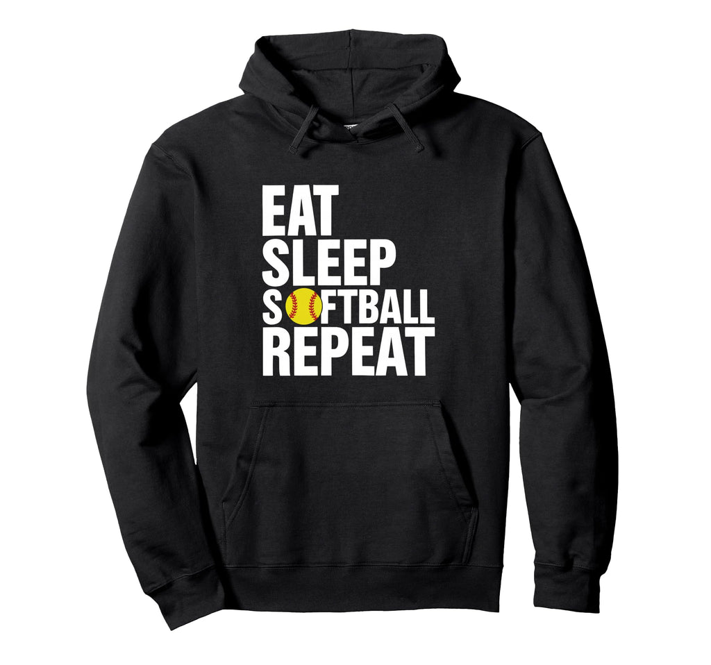 Eat Sleep Softball Repeat Hoodie - Novelty Apparel Men Women - T-Shirt, Sweatshirt, Hoodie