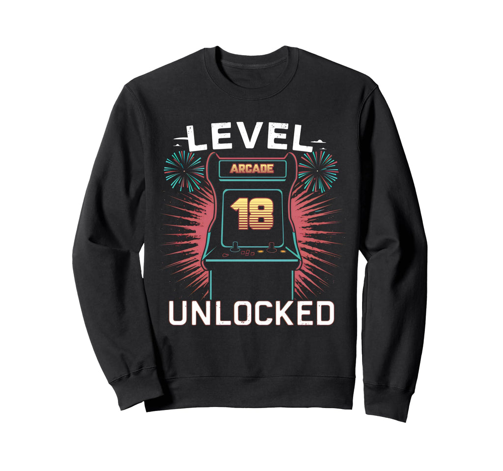Level 18 Unlocked Video Game 18Th Sweatshirt - Custom Art Print for Adults - T-Shirt, Sweatshirt, Hoodie