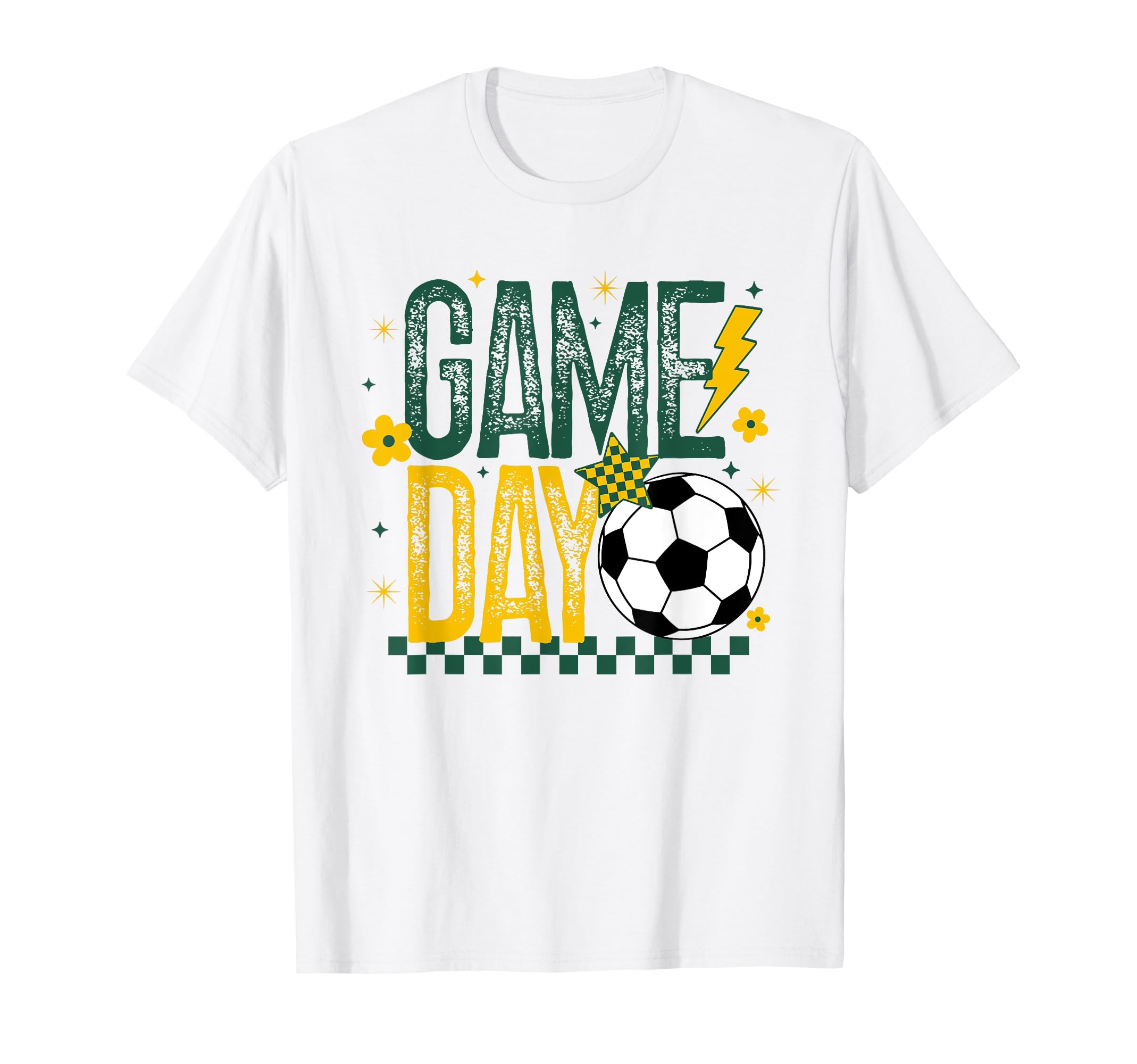 Game Day Soccer Season Green Yellow Gold T-Shirt - Unique Graphic Unisex - T-Shirt, Sweatshirt, Hoodie