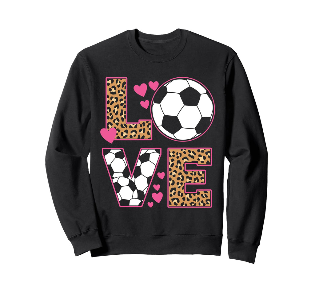 Love Soccer Leopard Soccer Teen Sweatshirt - Aesthetic Graphic Unisex - T-Shirt, Sweatshirt, Hoodie