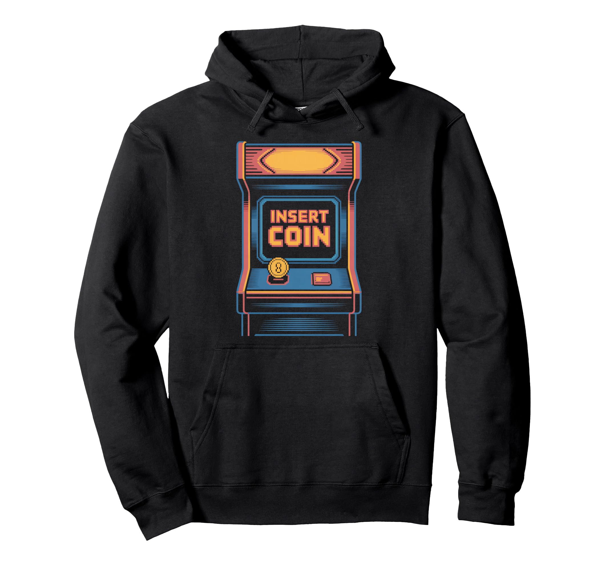 Insert Coin Arcade Cabinet Gaming Hoodie - Novelty Apparel Men Women - T-Shirt, Sweatshirt, Hoodie