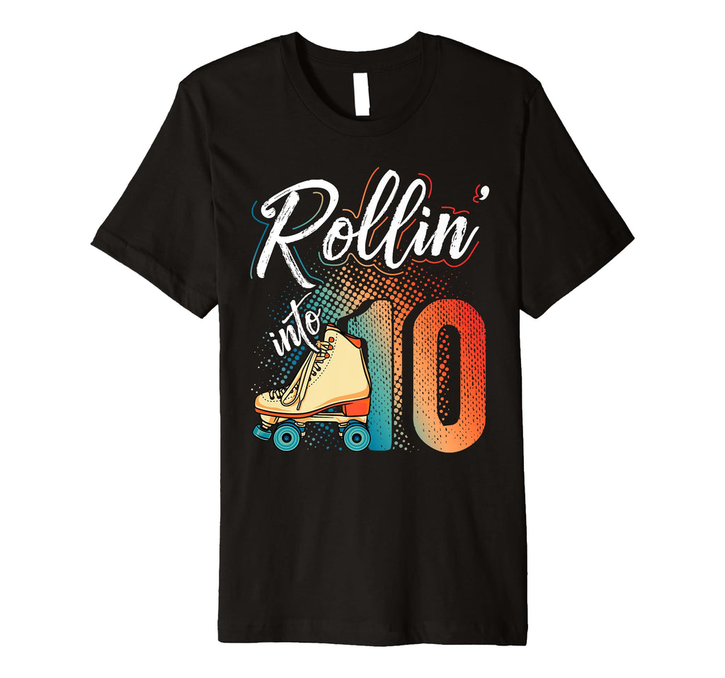Rollin Into 10Th Birthday Roller Skate T-Shirt - Custom Art Print Unisex - T-Shirt, Sweatshirt, Hoodie