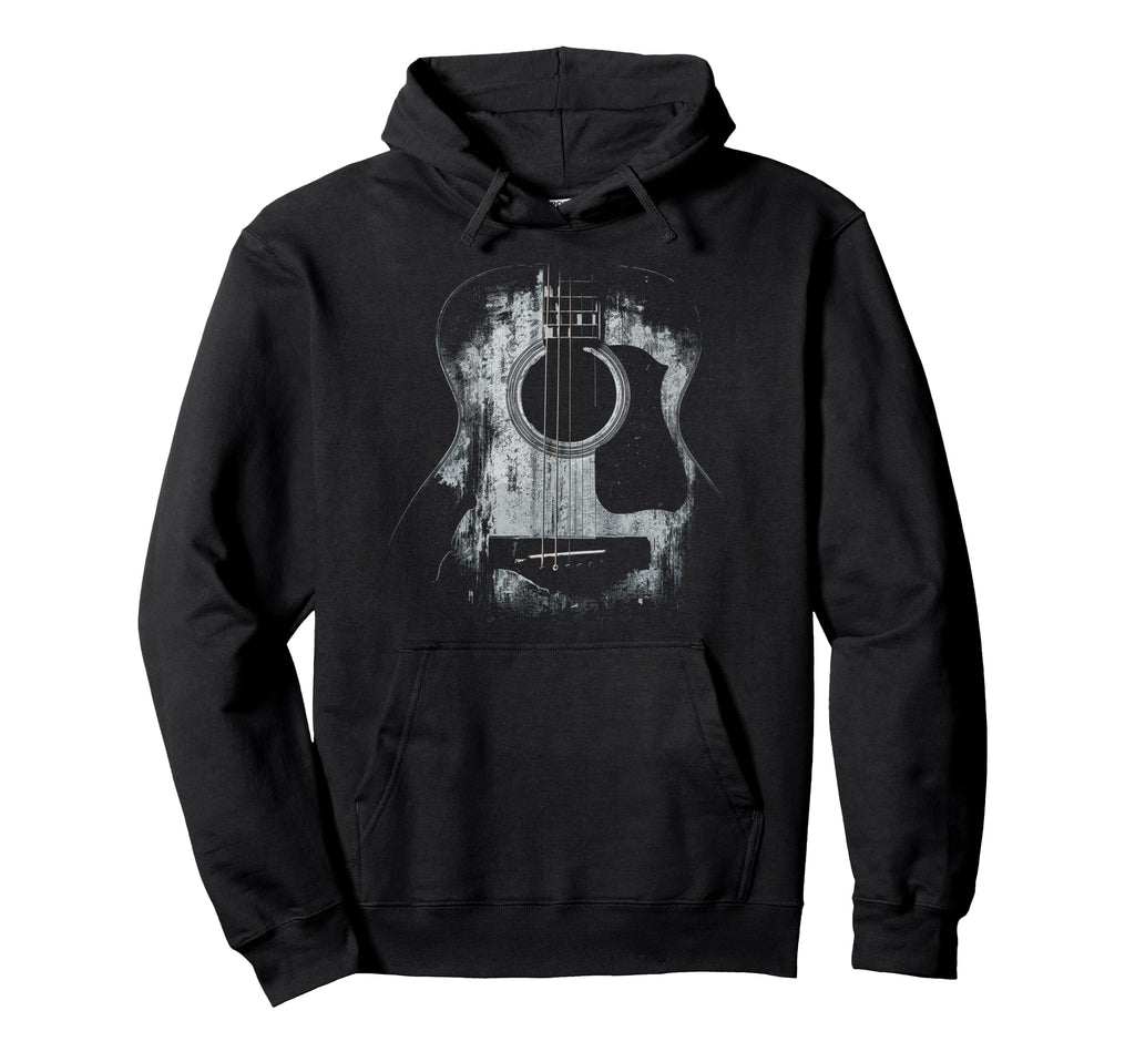 Distressed Acoustic Guitar Player Rock Hoodie - Trendy Graphic for Adults - T-Shirt, Sweatshirt, Hoodie