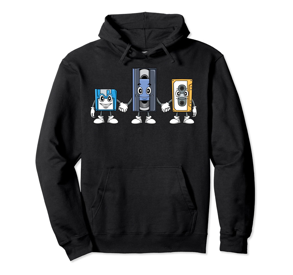 Funny Floppy Disk And Vcr Tape Floppy Hoodie - Minimalist Print Men Women - T-Shirt, Sweatshirt, Hoodie
