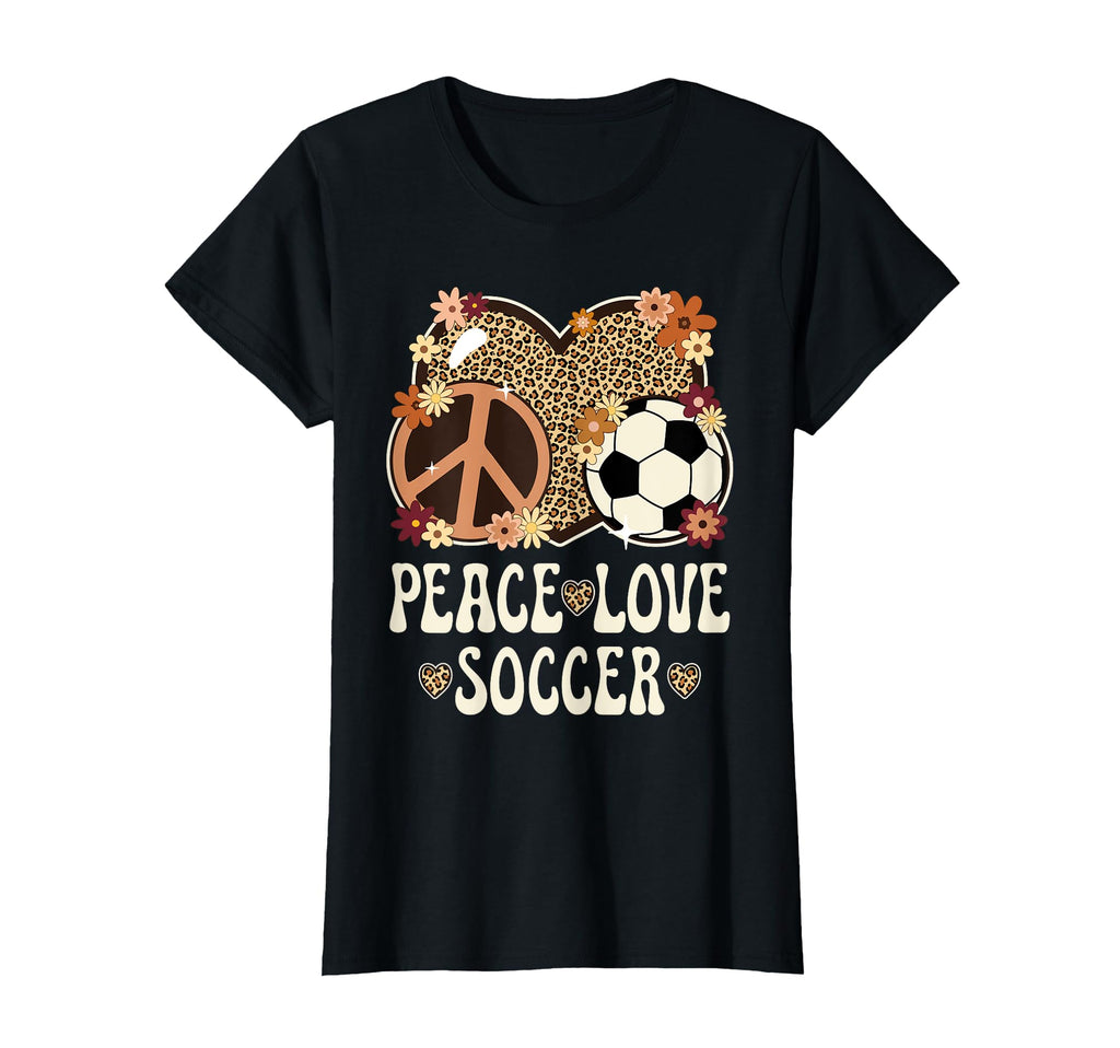 Peace Love Soccer Lover Leopard T-Shirt - Casual Everyday Wear for Adults - T-Shirt, Sweatshirt, Hoodie