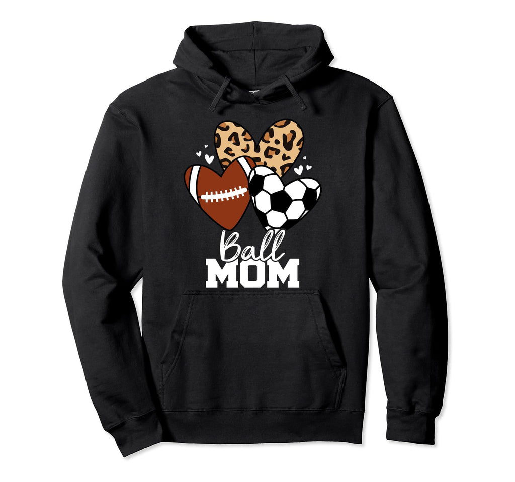 Ball Mom Funny Soccer Football Mom Heart Hoodie - Minimalist Print Unisex - T-Shirt, Sweatshirt, Hoodie