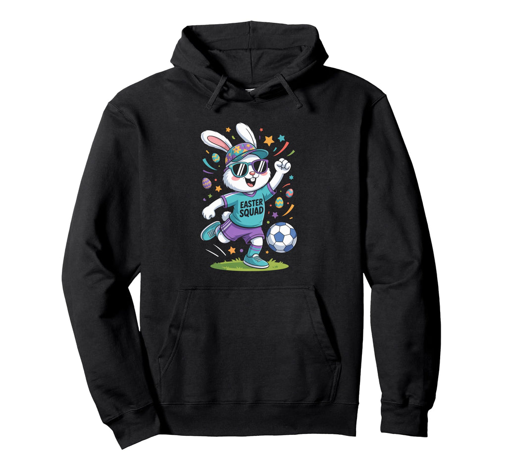 Sports Gift Easter Squad Bunny Soccer Hoodie - Minimalist Print for Adults - T-Shirt, Sweatshirt, Hoodie