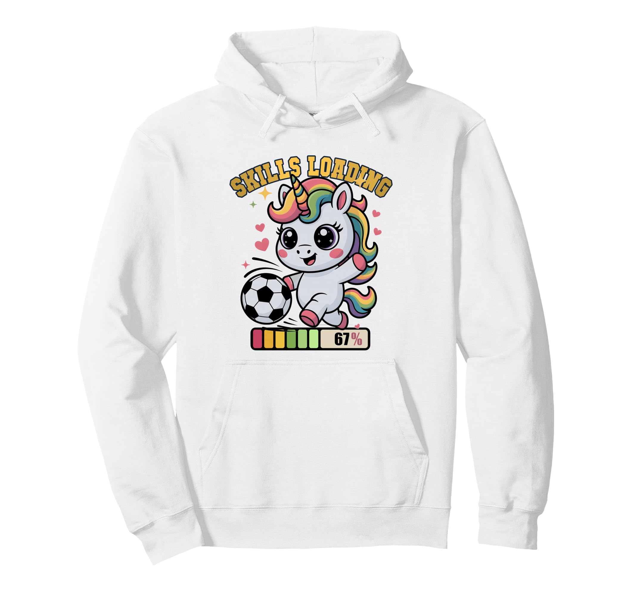 Skills Loading Soccer Unicorn Playing Hoodie - Graphic Print Men Women - T-Shirt, Sweatshirt, Hoodie