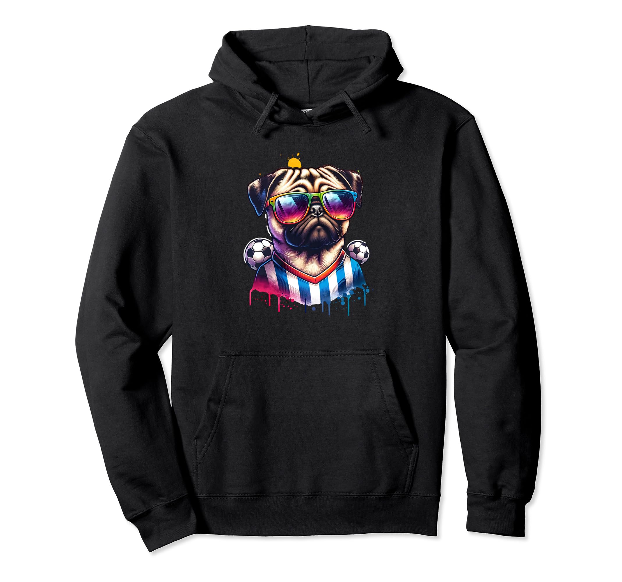 Pug Dog Soccer Ball Champion Fan Gift Hoodie - Streetwear Style Unisex - T-Shirt, Sweatshirt, Hoodie
