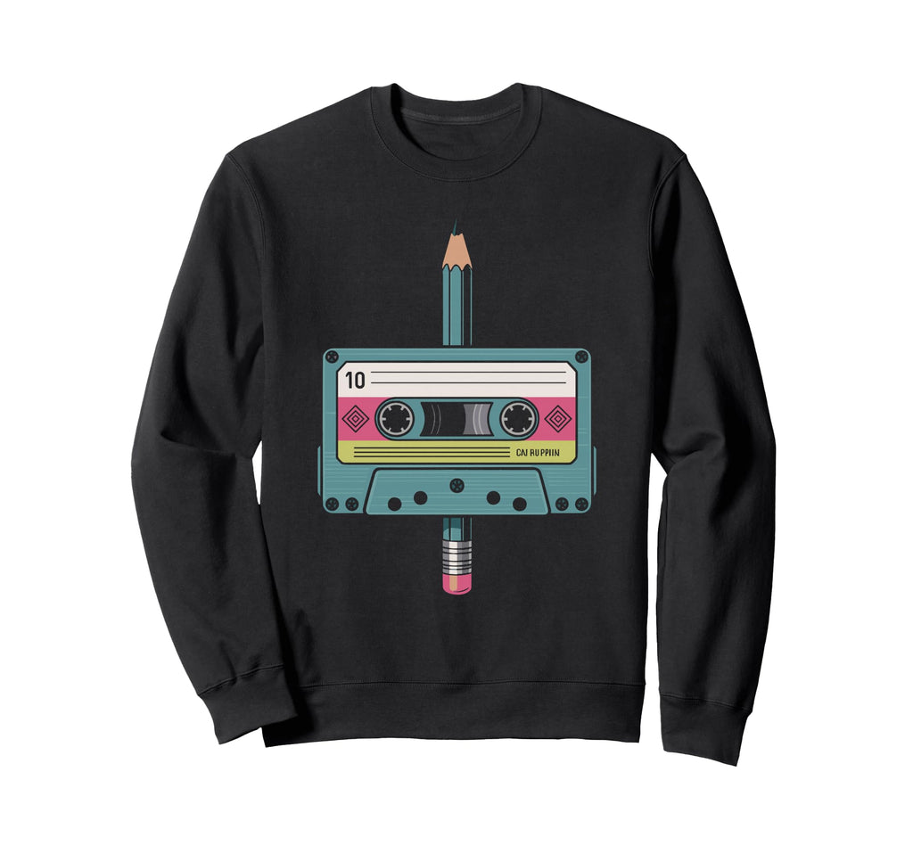 Cassette Pencil Rewind Heart Tape Sweatshirt - Unique Graphic for Adults - T-Shirt, Sweatshirt, Hoodie