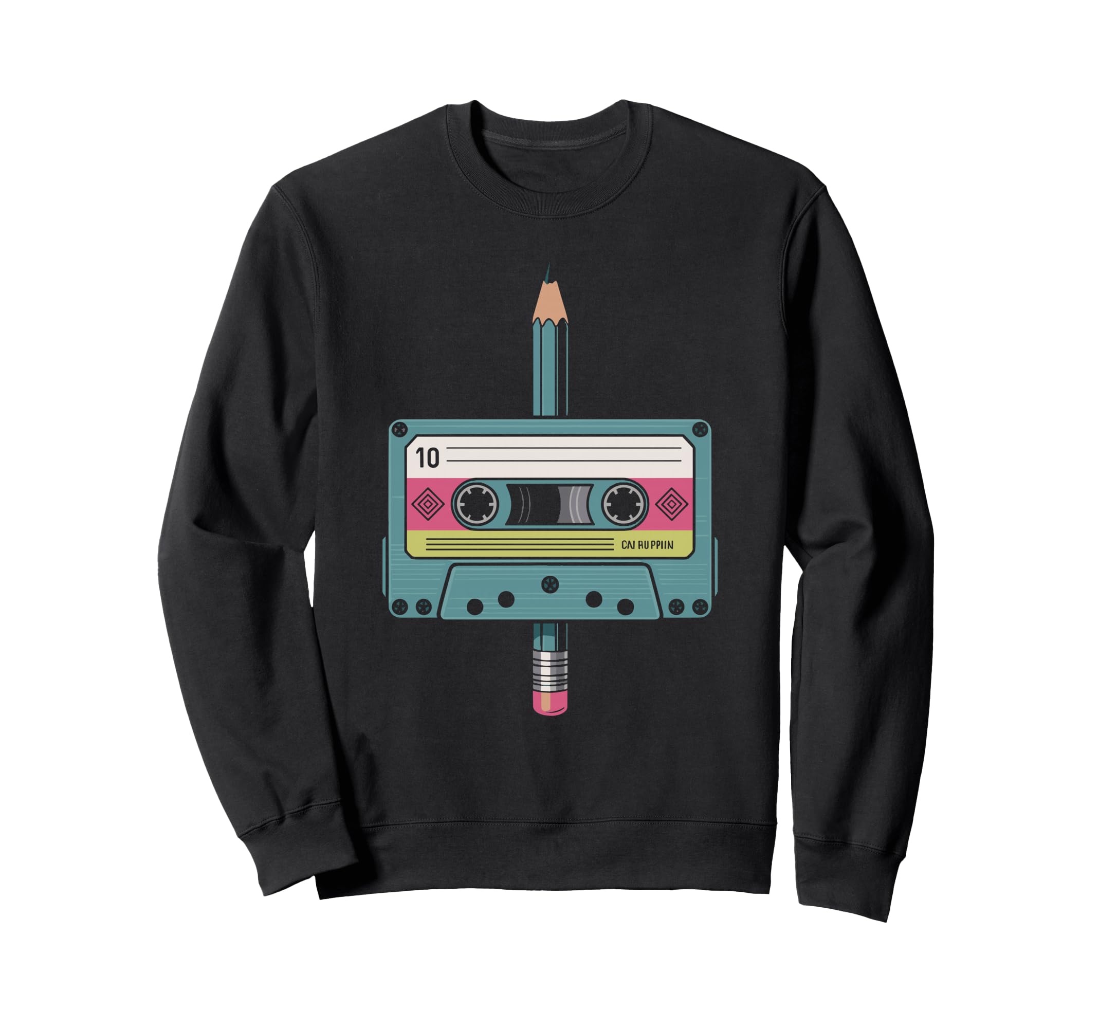 Cassette Pencil Rewind Heart Tape Sweatshirt - Unique Graphic for Adults - T-Shirt, Sweatshirt, Hoodie