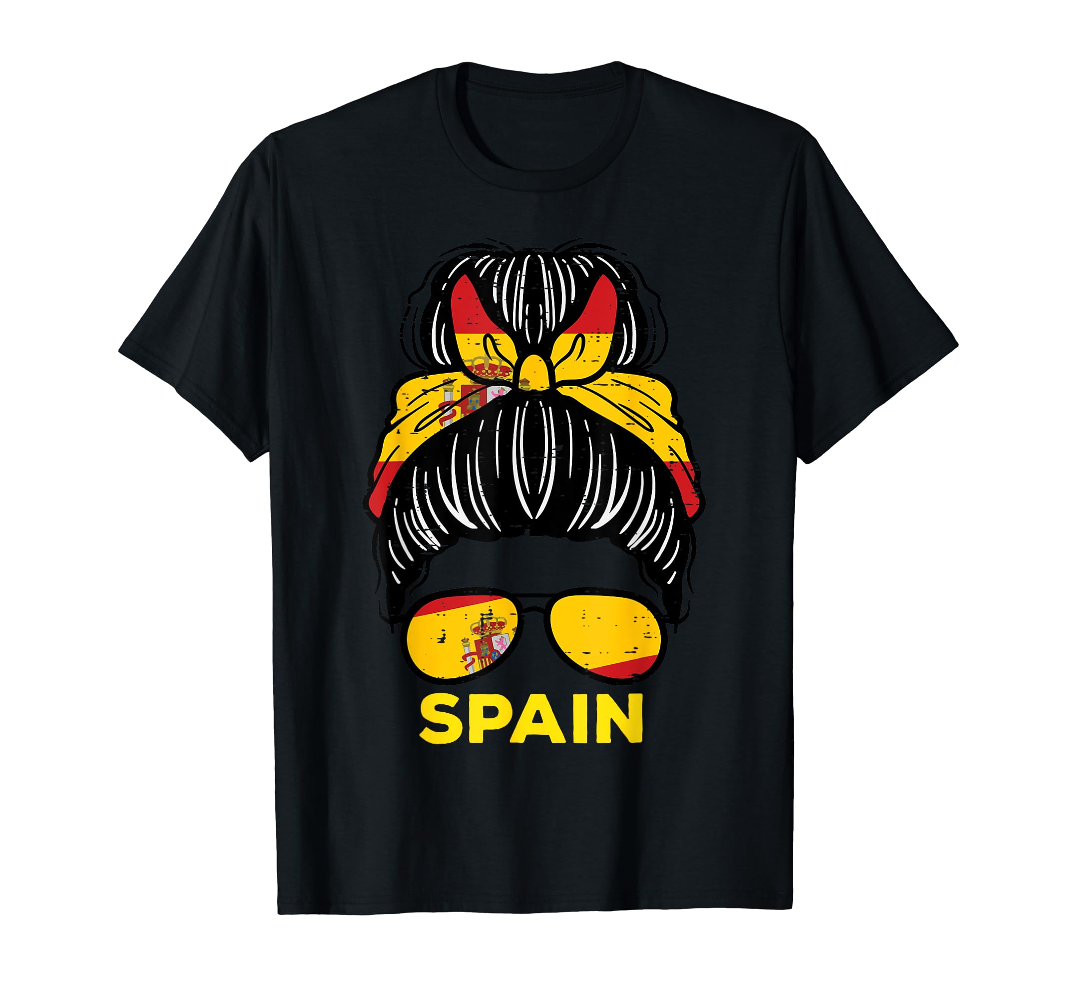 Spain Flag Spanish Hairbun Football Soccer T-Shirt - Trendy Graphic Unisex - T-Shirt, Sweatshirt, Hoodie