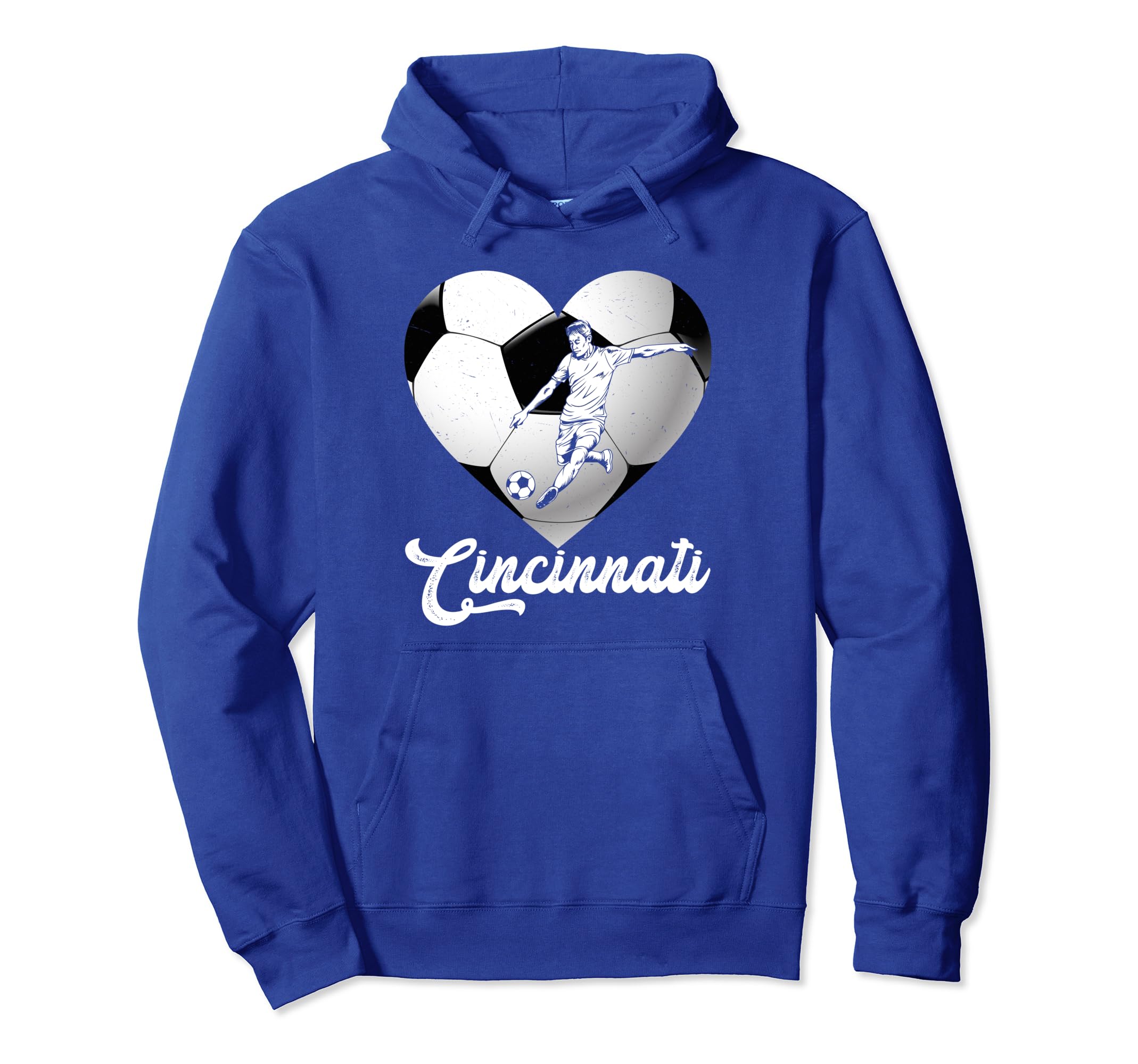 Cincinnati Soccer Heart Distressed Hoodie - Aesthetic Graphic Unisex - T-Shirt, Sweatshirt, Hoodie