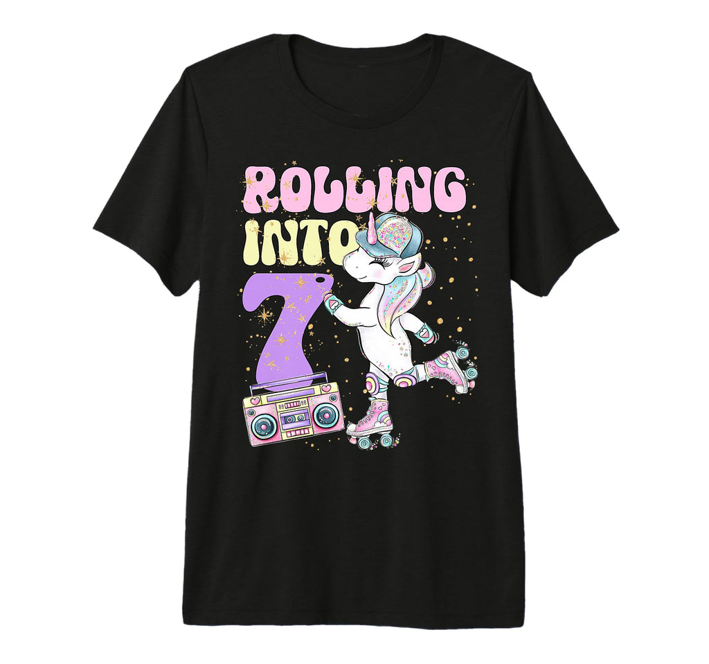 7Th Birthday Roller Skate Party Unicorn 90S T-Shirt - Graphic Print Unisex - T-Shirt, Sweatshirt, Hoodie