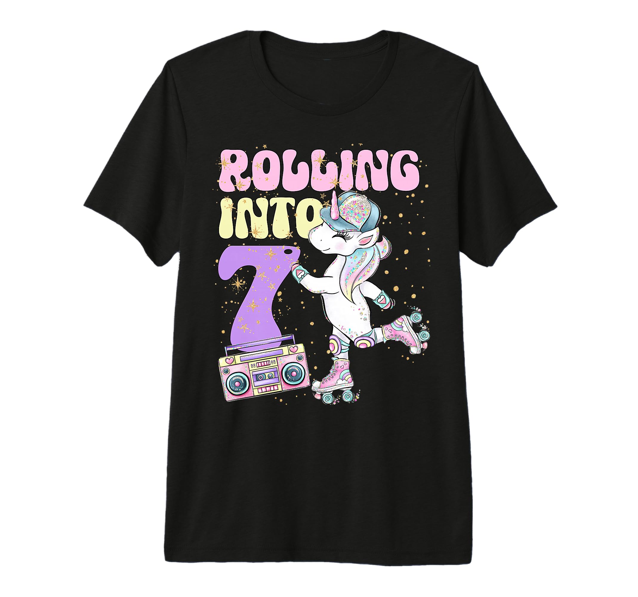 7Th Birthday Roller Skate Party Unicorn 90S T-Shirt - Graphic Print Unisex - T-Shirt, Sweatshirt, Hoodie