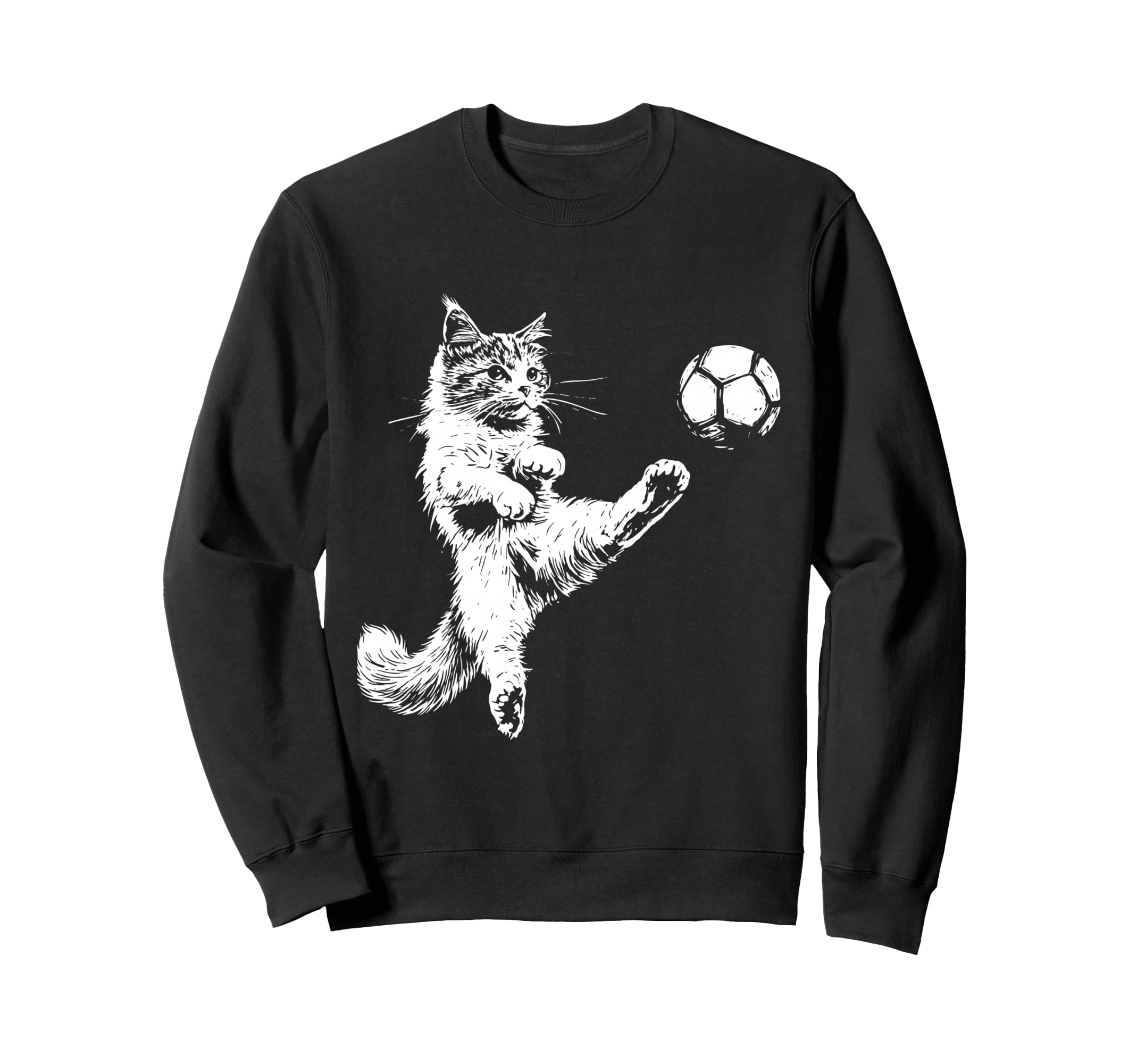 Kitten Playing Soccer Funny Cat Sweatshirt - Custom Art Print for Adults - T-Shirt, Sweatshirt, Hoodie