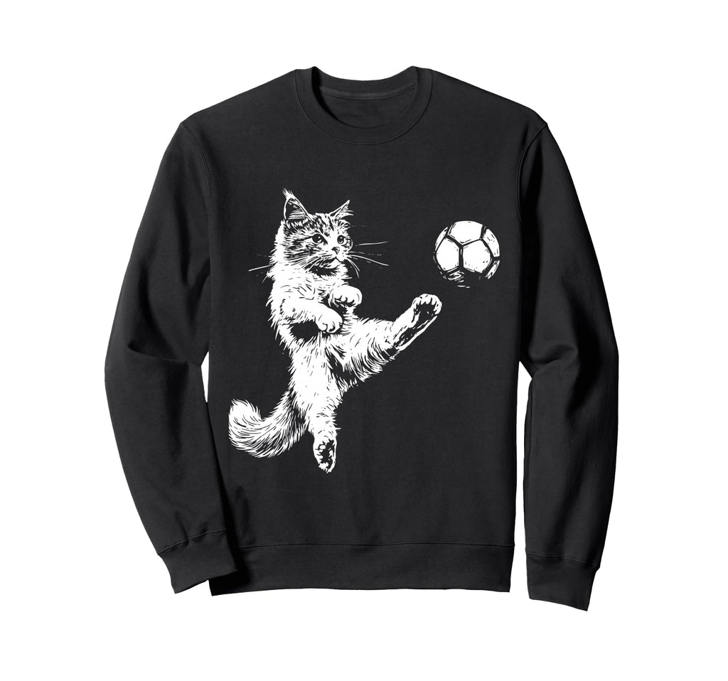 Kitten Playing Soccer Funny Cat Lover Sweatshirt - Minimalist Print Unisex - T-Shirt, Sweatshirt, Hoodie